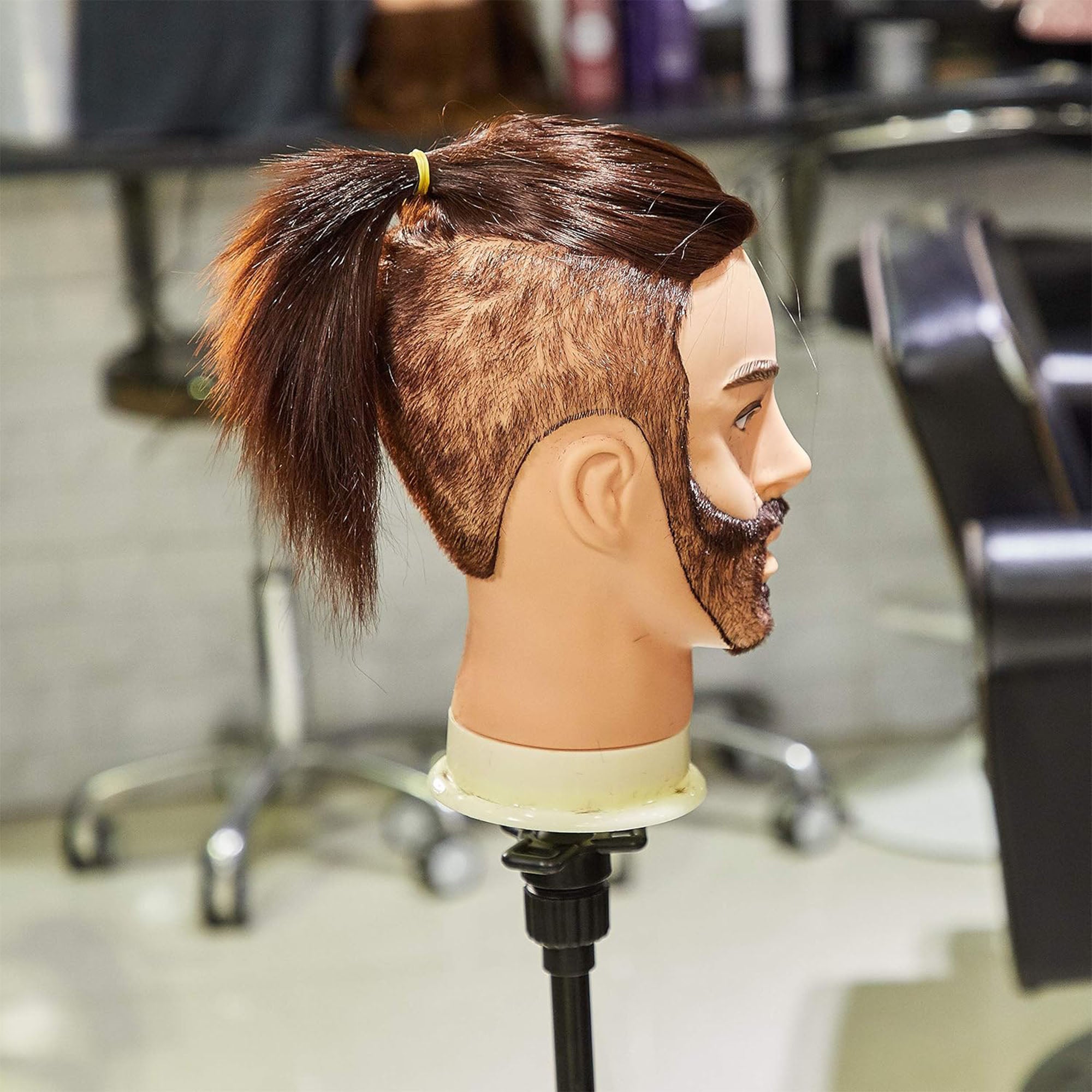 Eson - Gents Mannequin Training Head With Beard 100% Human Hair