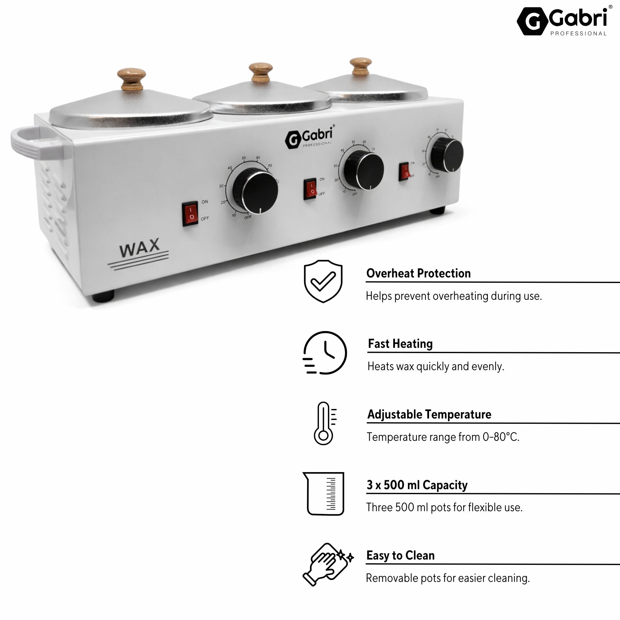 Gabri - 3 Pot Wax Heater Warmer White