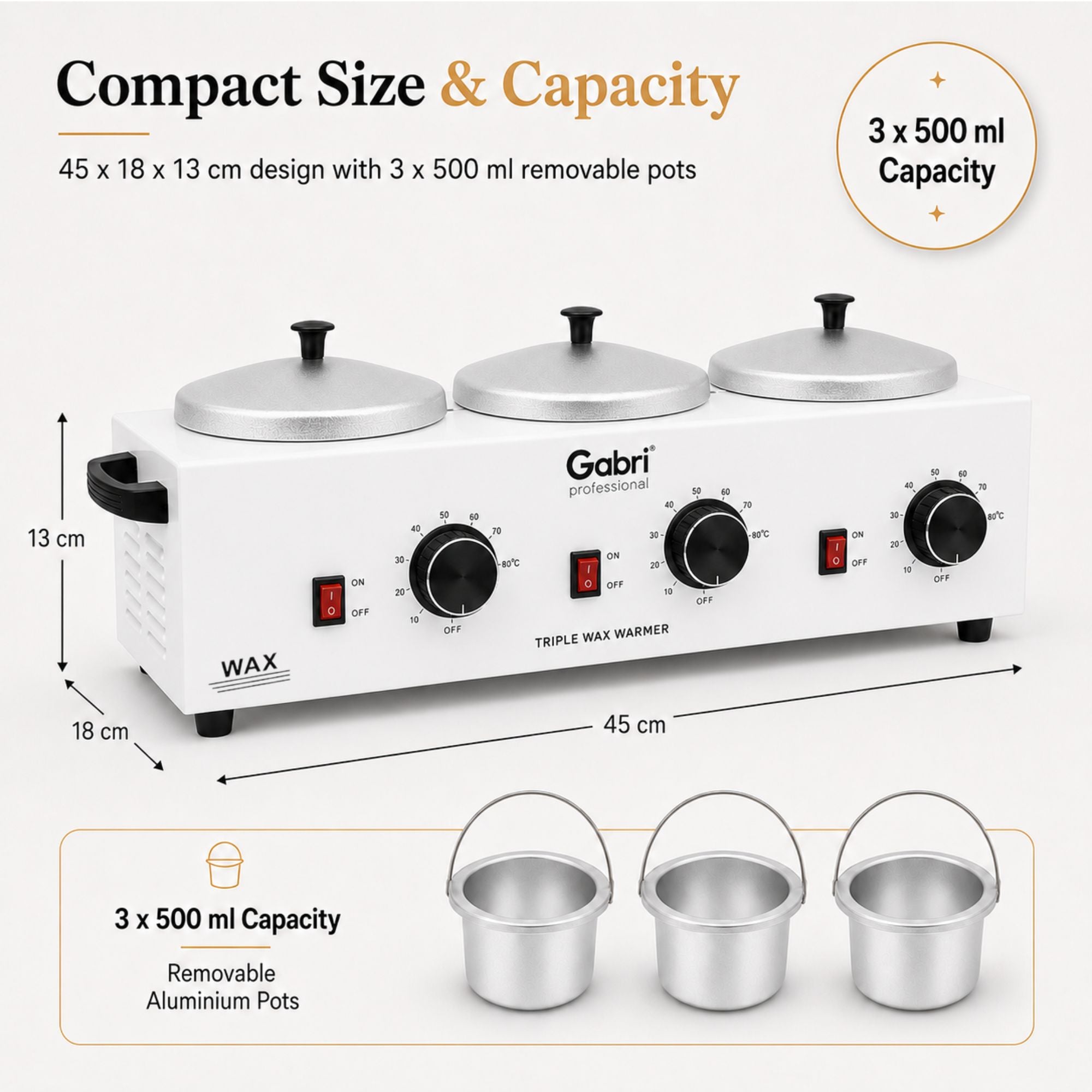 Gabri - 3 Pot Wax Heater Warmer White