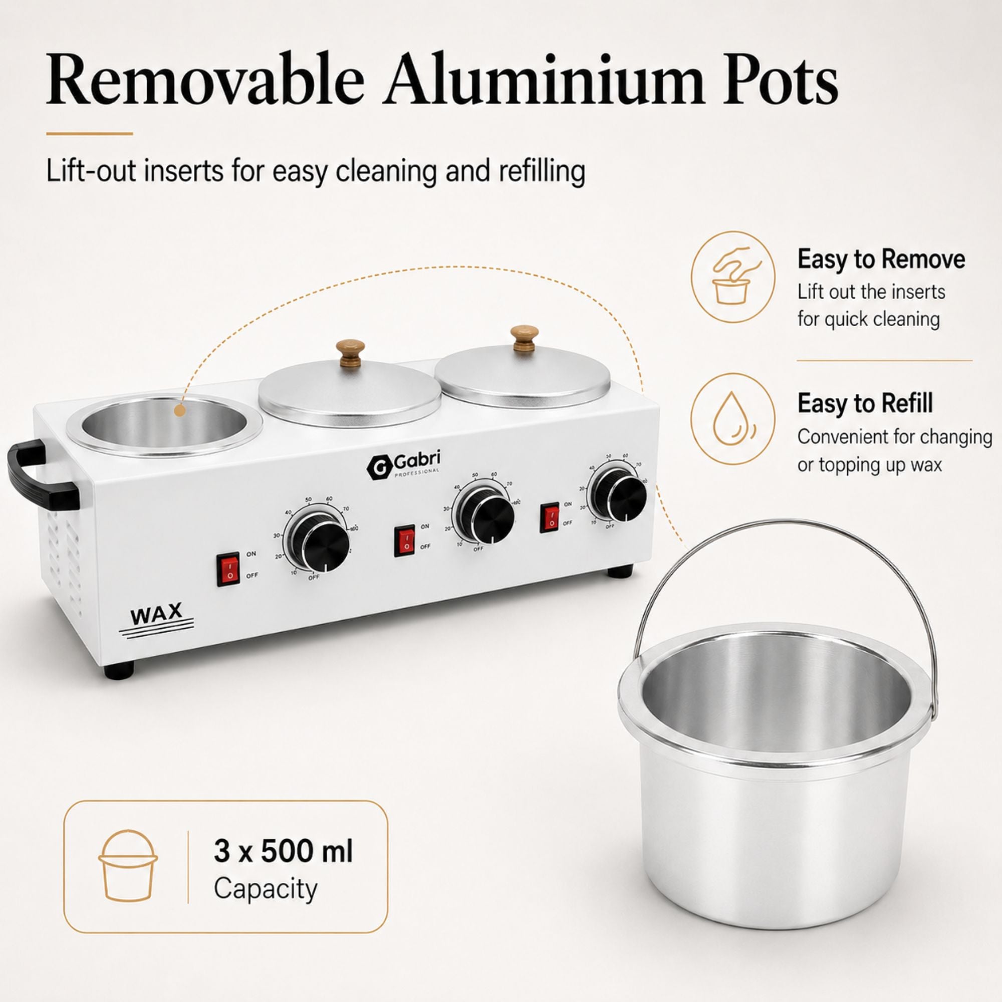 Gabri - 3 Pot Wax Heater Warmer White