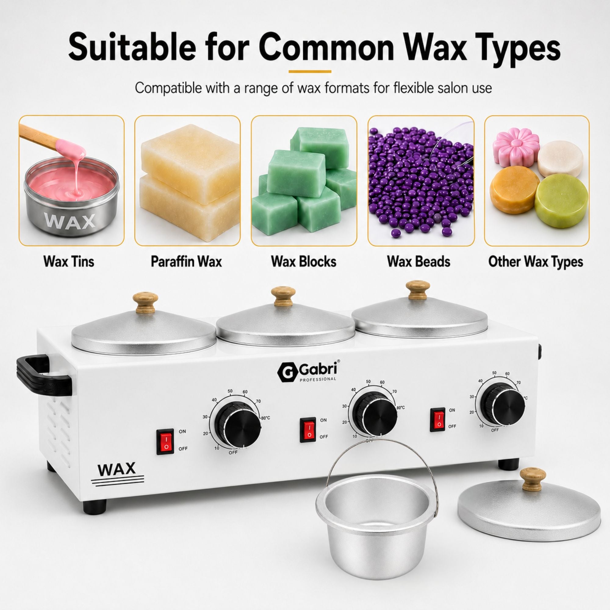 Gabri - 3 Pot Wax Heater Warmer White