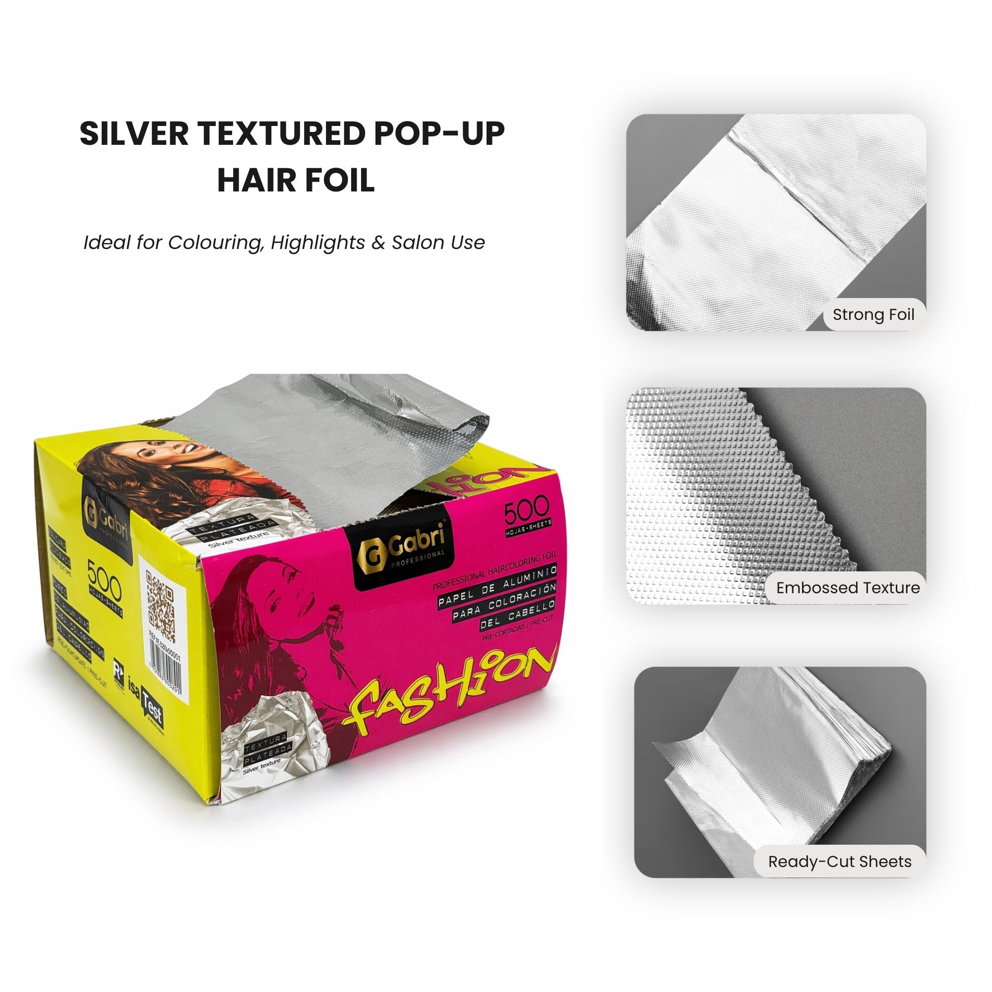 Gabri - Silver Textured Pop Up Hair Foil 500 Sheets (27x13cm)