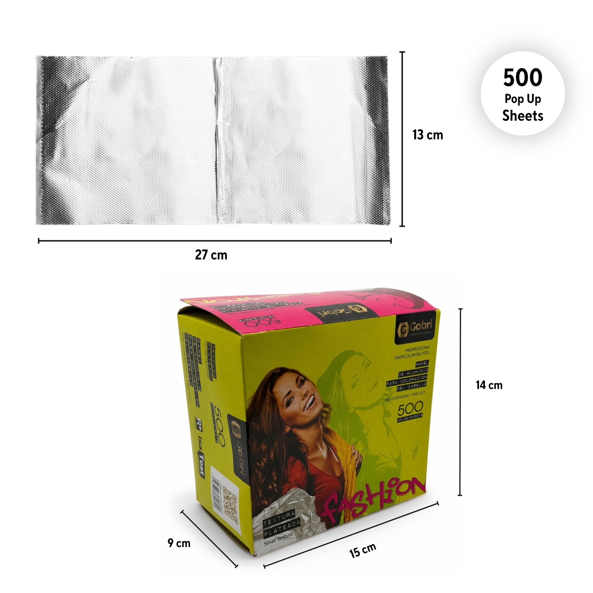 Gabri - Silver Textured Pop Up Hair Foil 500 Sheets (27x13cm)