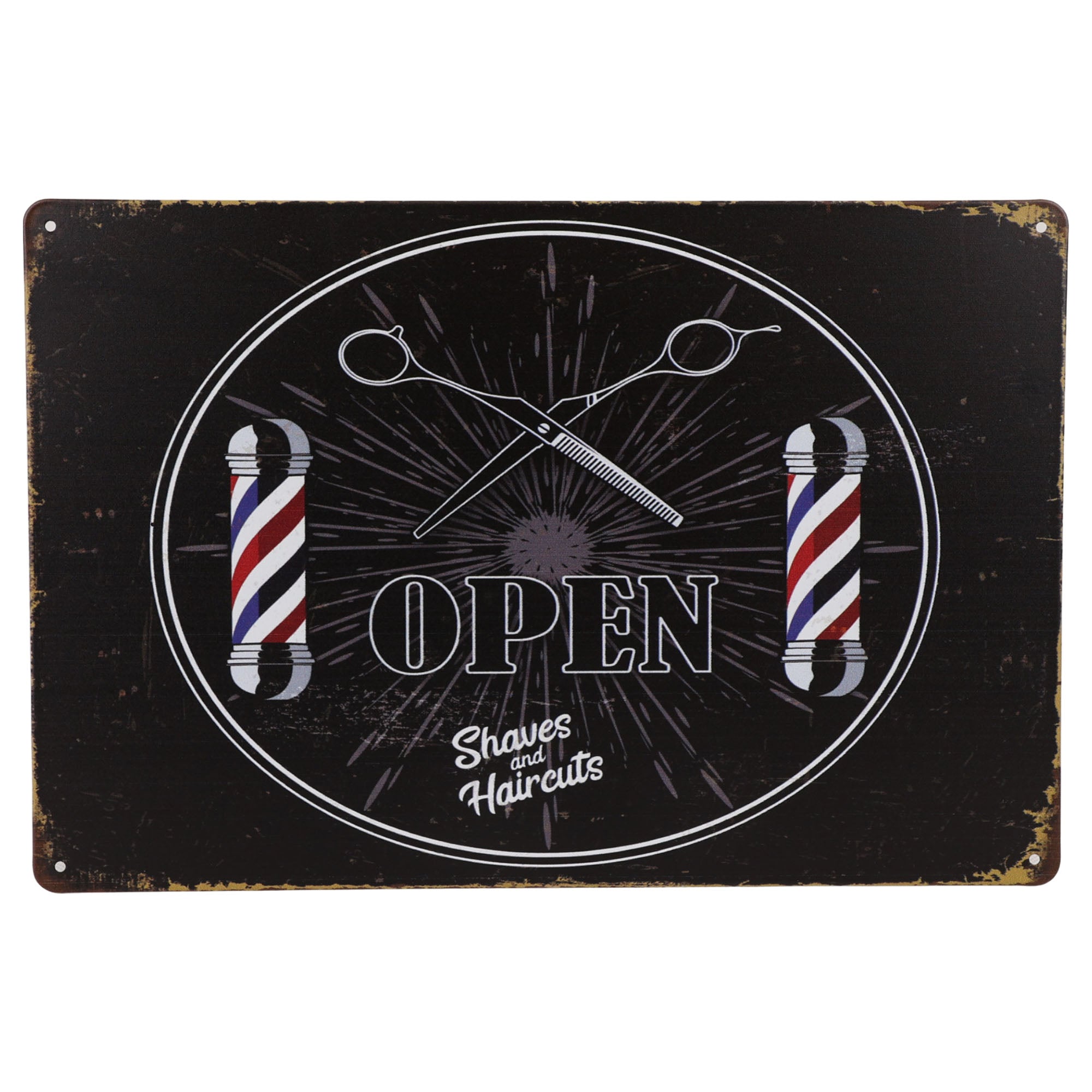 Eson - Vintage Open & Closed Barber Shop Metal Plaque Sign 20x30cm