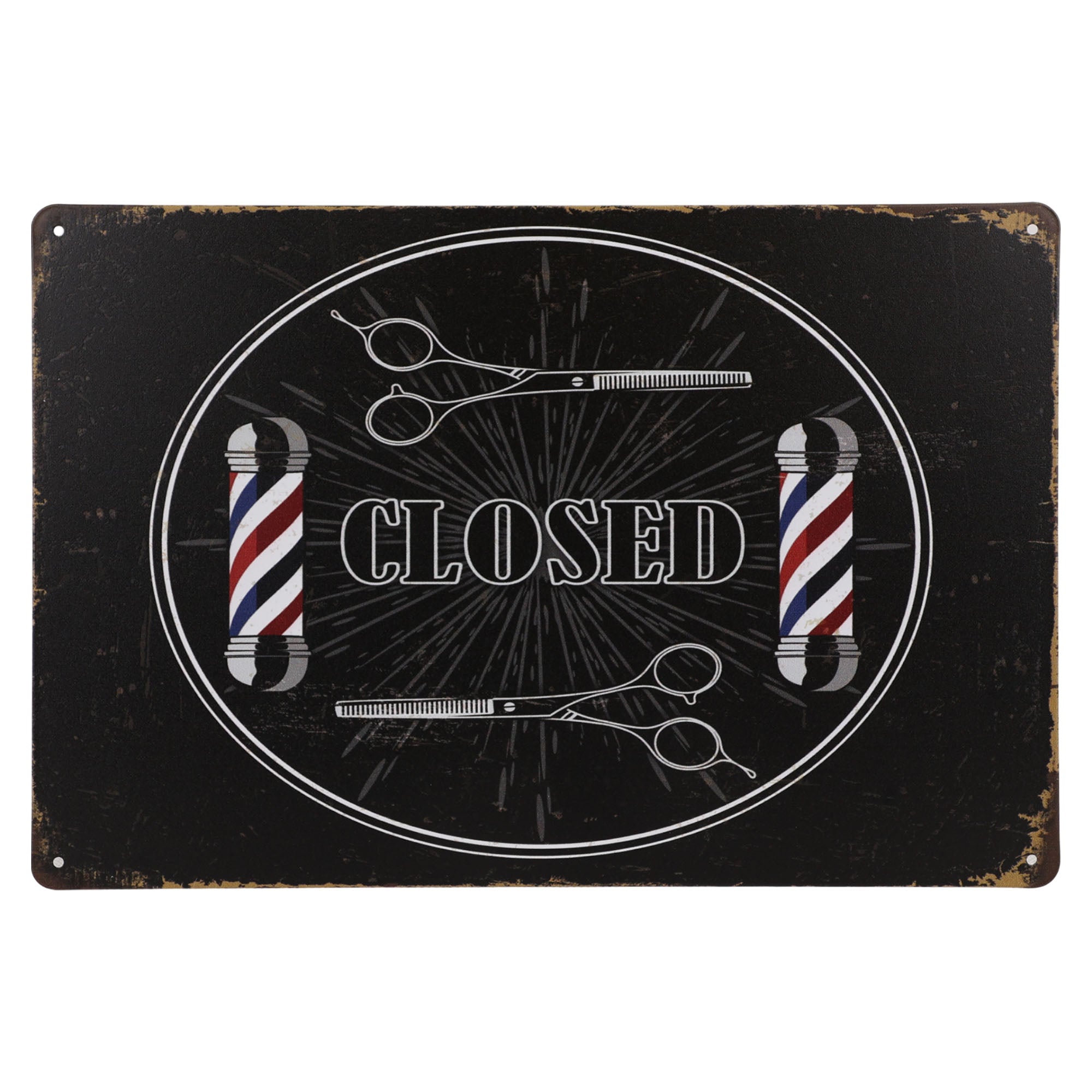 Eson - Vintage Open & Closed Barber Shop Metal Plaque Sign 20x30cm