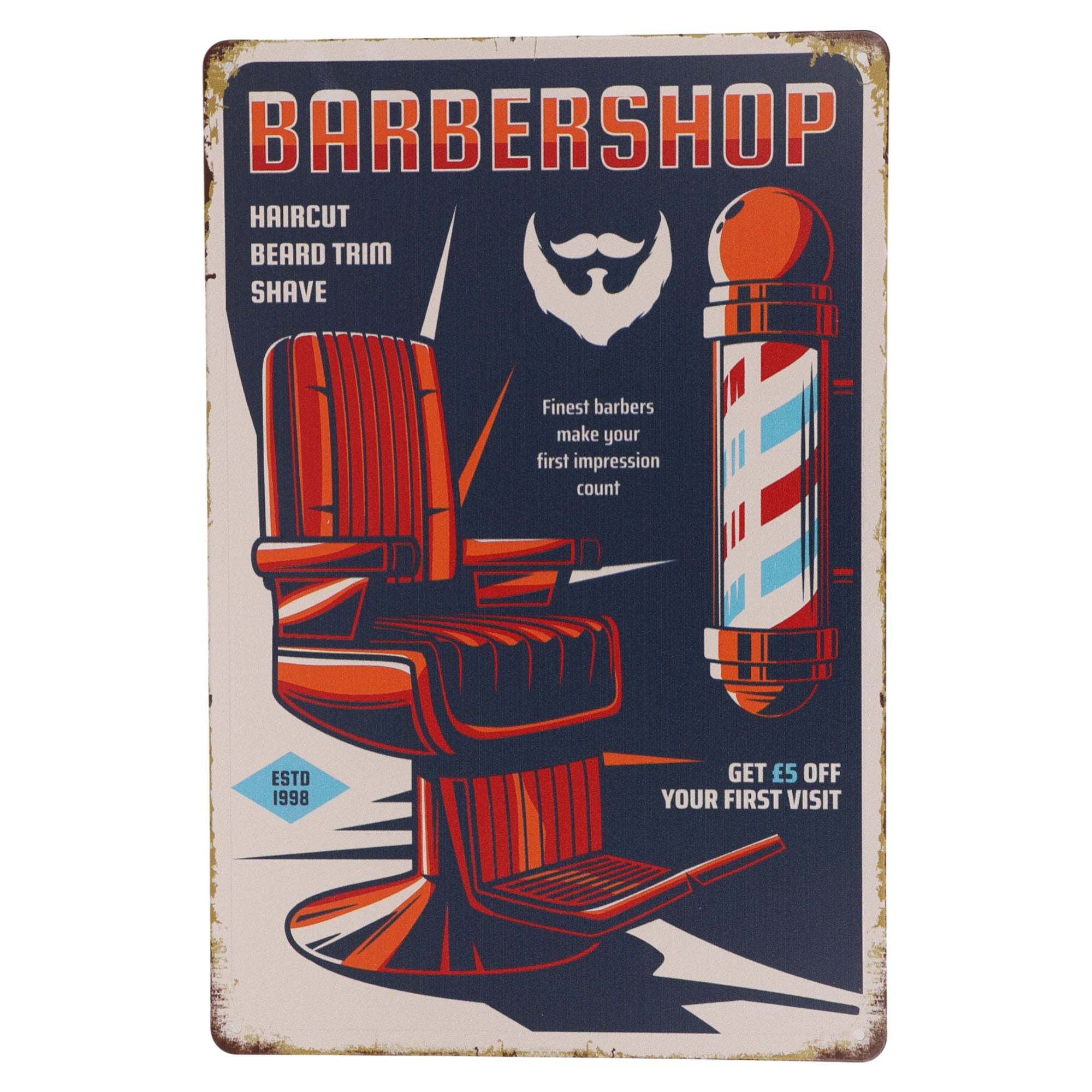 Eson - Retro Barber Shop Metal Plaque Sign 20x30cm