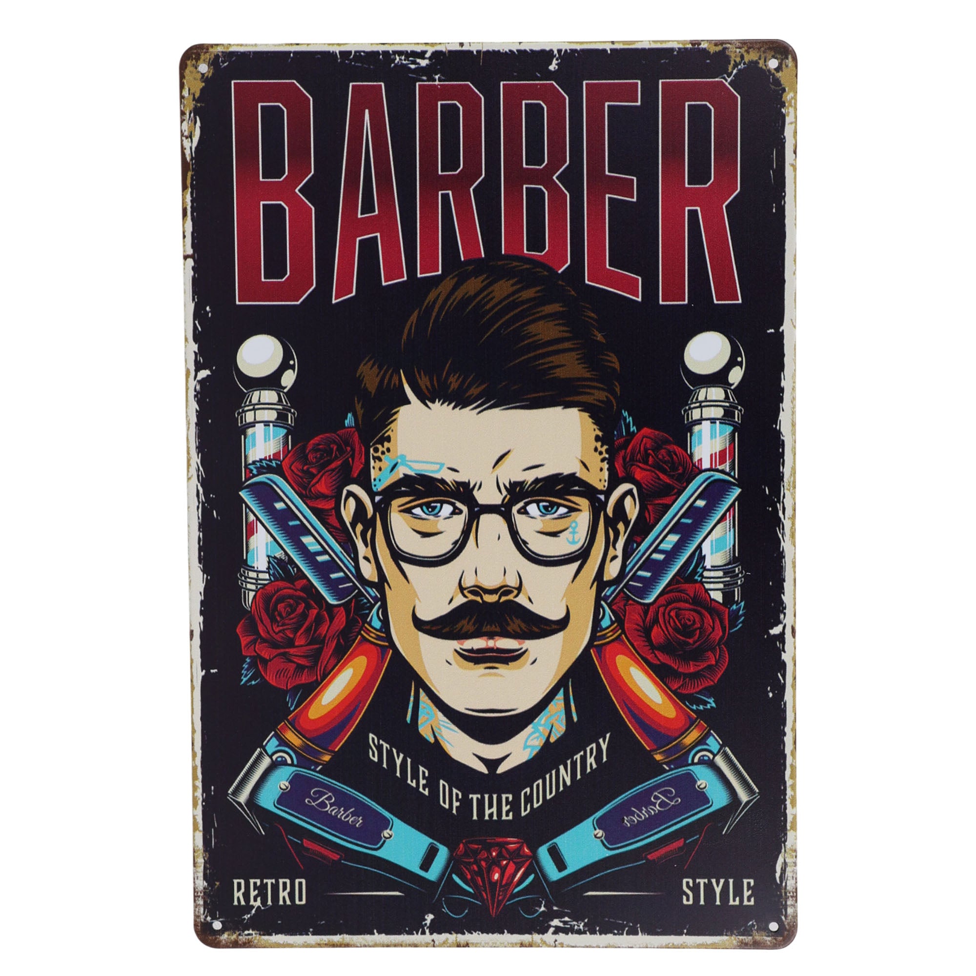 Eson - Retro Barber Shop Metal Plaque Sign 20x30cm