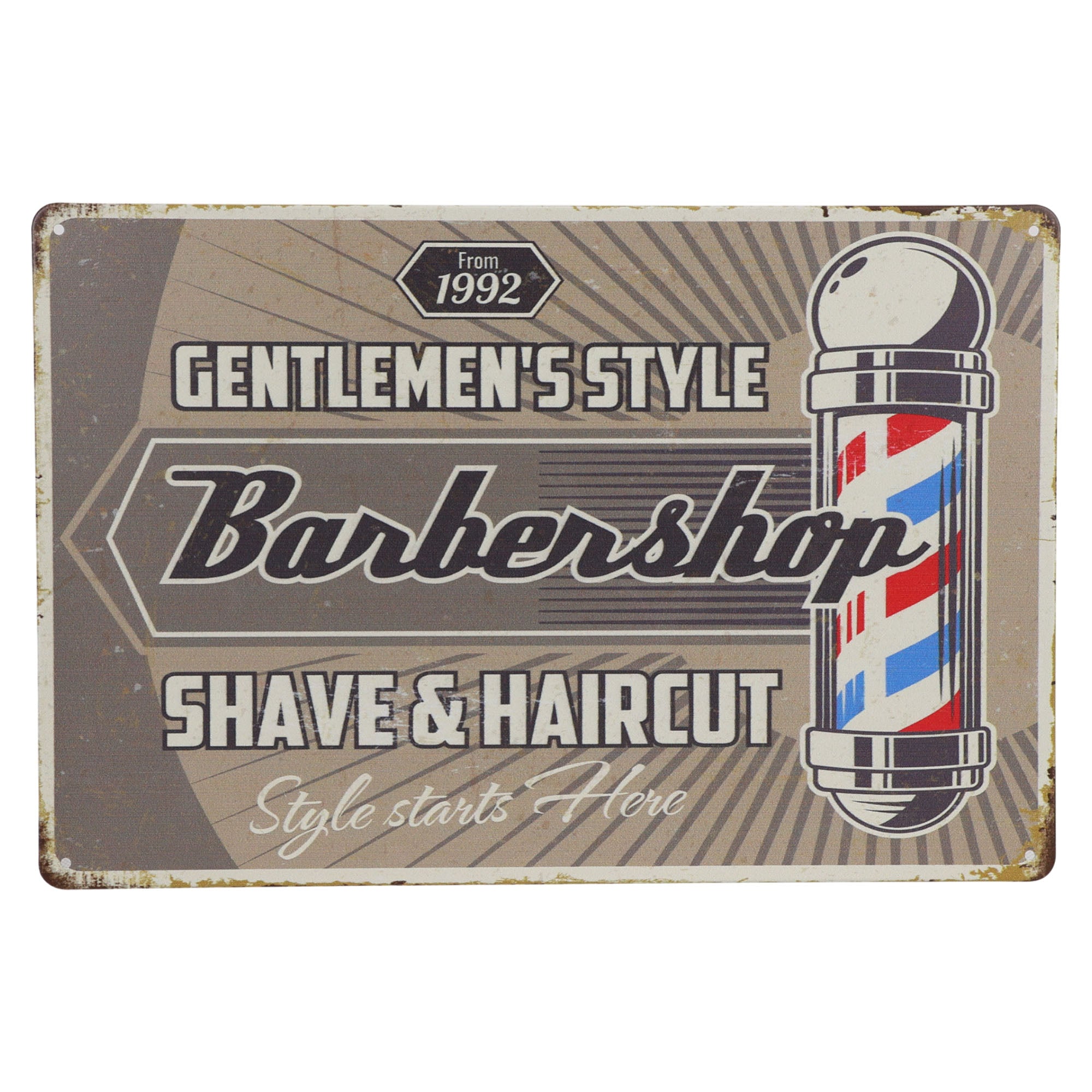 Eson - Rustic Barber Shop Metal Plaque Sign 20x30cm