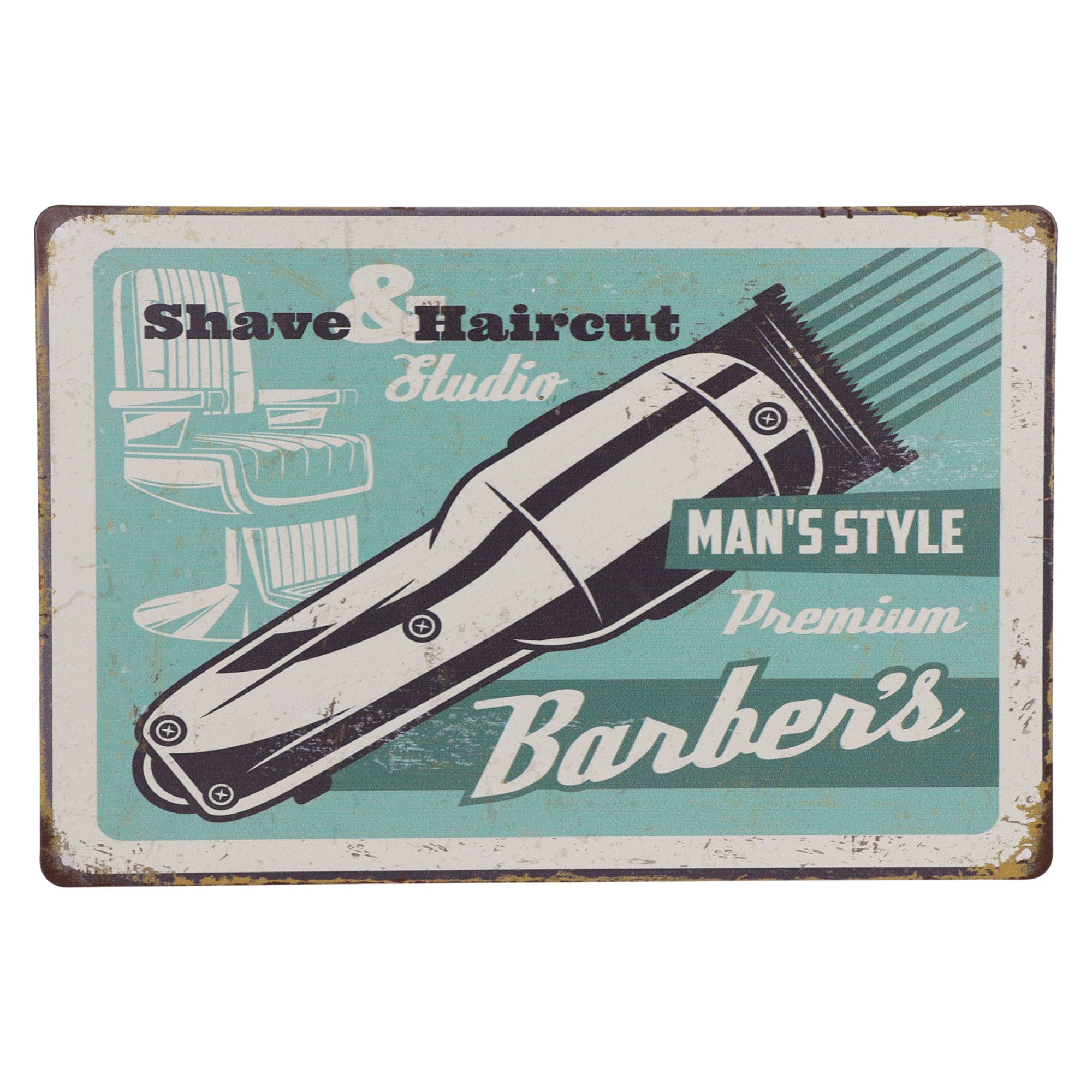 Eson - Rustic Barber Shop Metal Plaque Sign 20x30cm