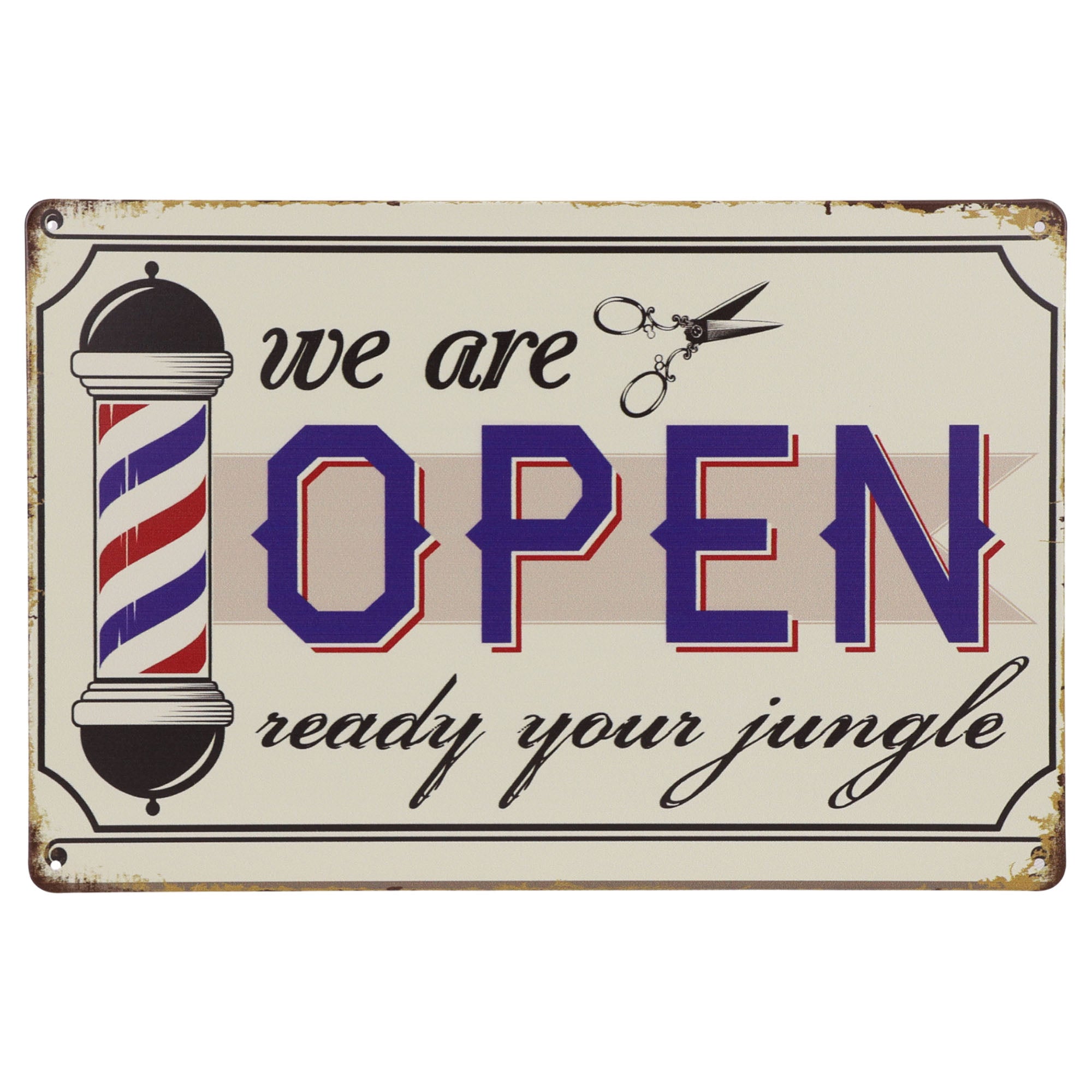 Eson - Vintage Open & Closed Barber Shop Metal Plaque Sign 20x30cm