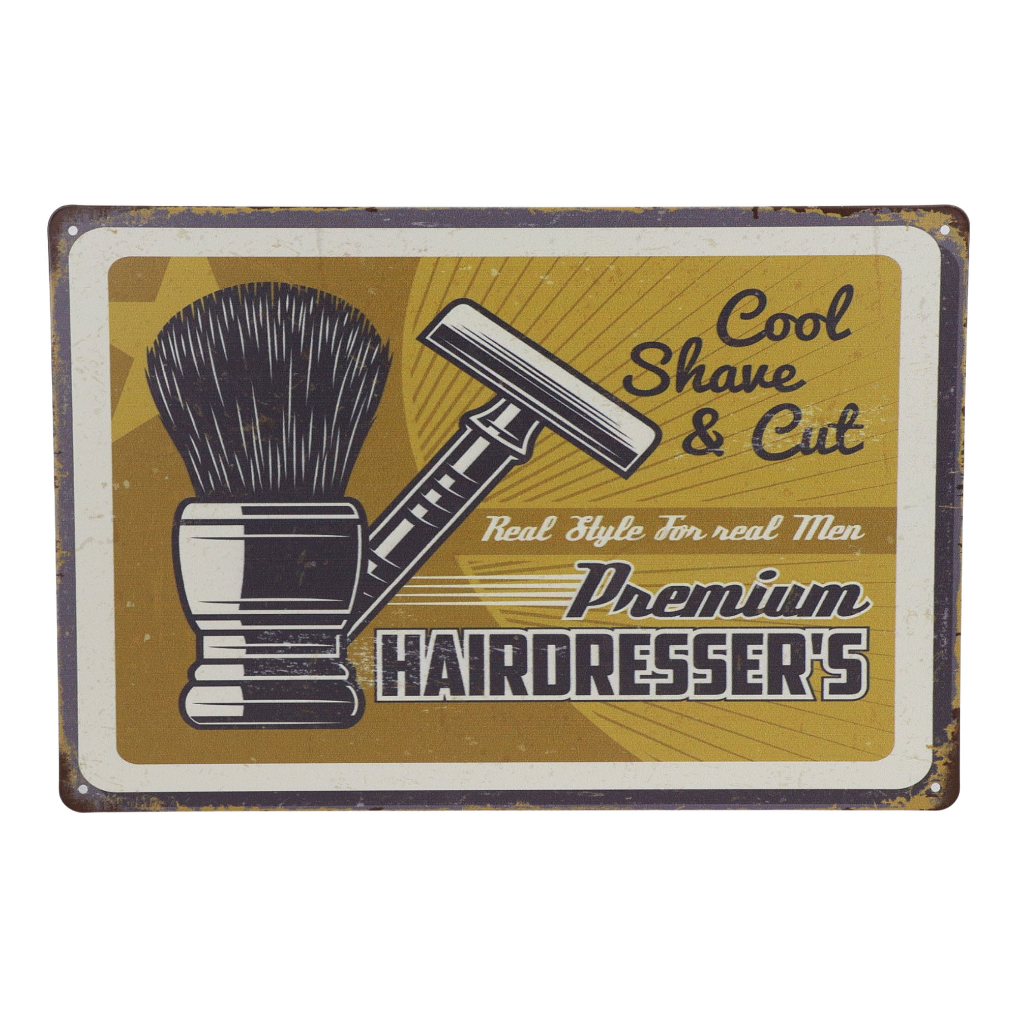 Eson - Rustic Barber Shop Metal Plaque Sign 20x30cm