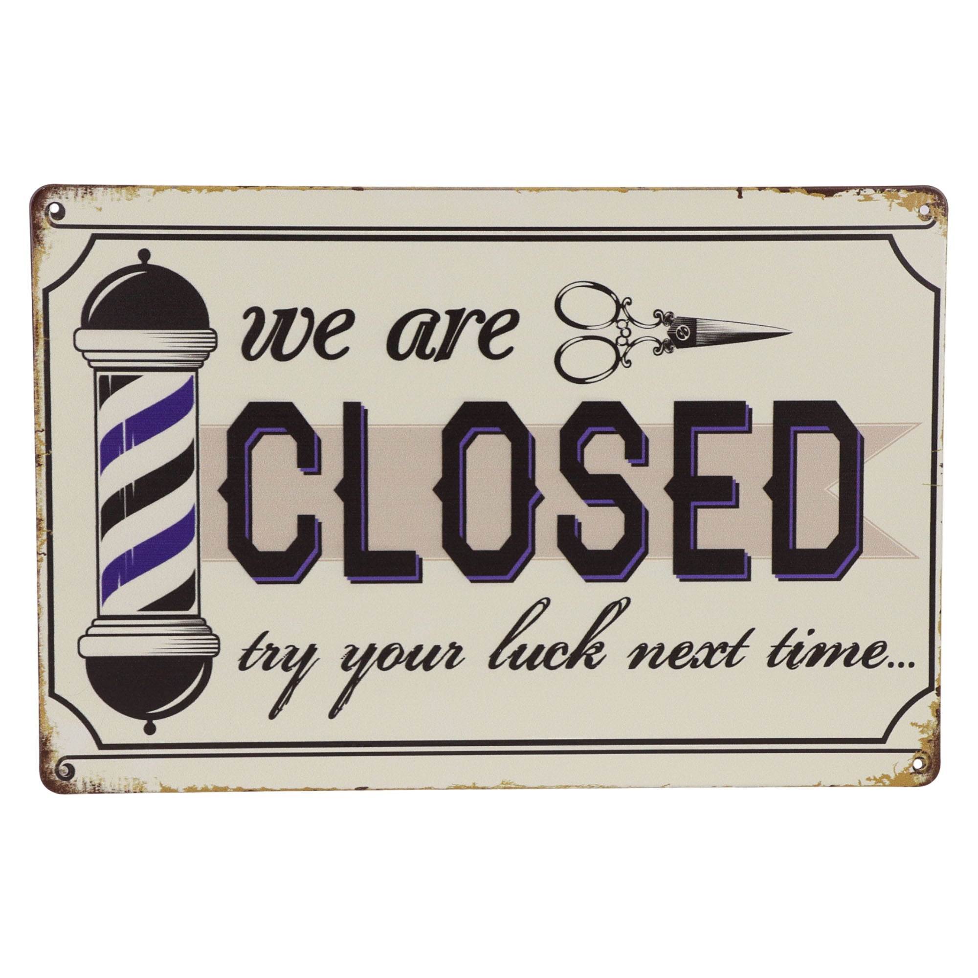 Eson - Vintage Open & Closed Barber Shop Metal Plaque Sign 20x30cm