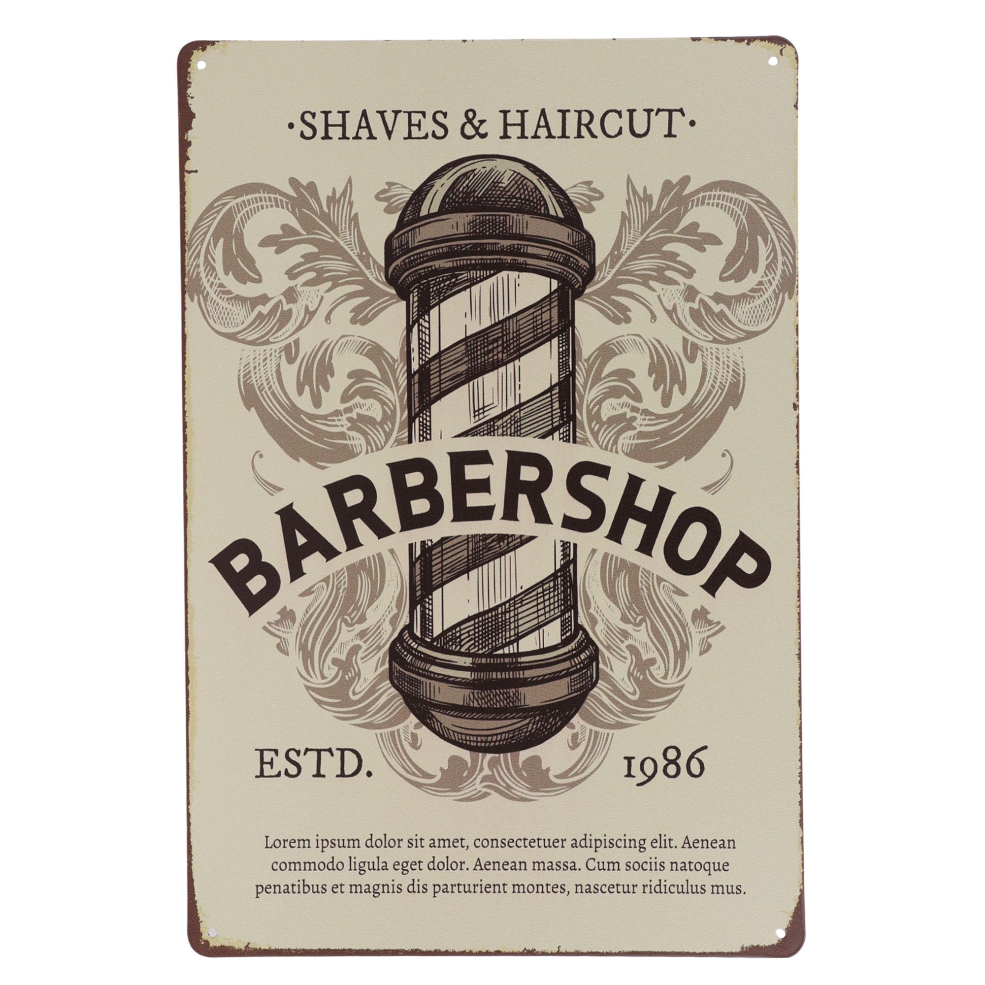 Eson - Old Fashioned Barber Shop Metal Plaque Sign 20x30cm