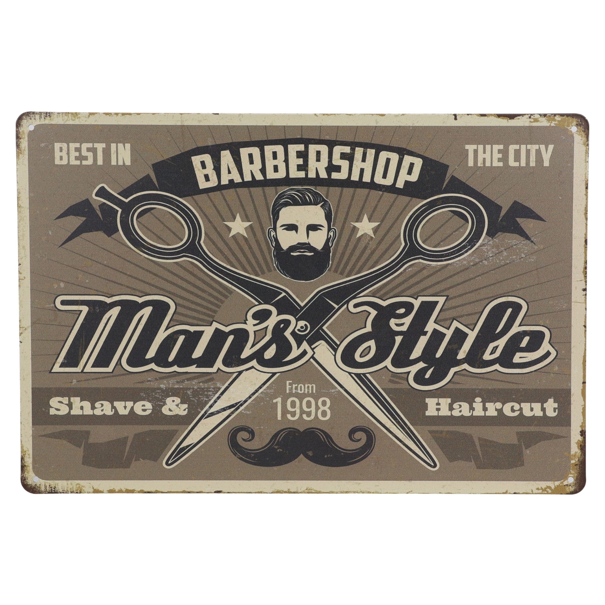 Eson - Rustic Barber Shop Metal Plaque Sign 20x30cm