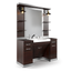 Barber Station Unit - Dark Wood Station With Sink & Silver Trim