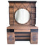 Barber Station Unit - Rustic Industrial Station Round Mirror & Vintage Artwork