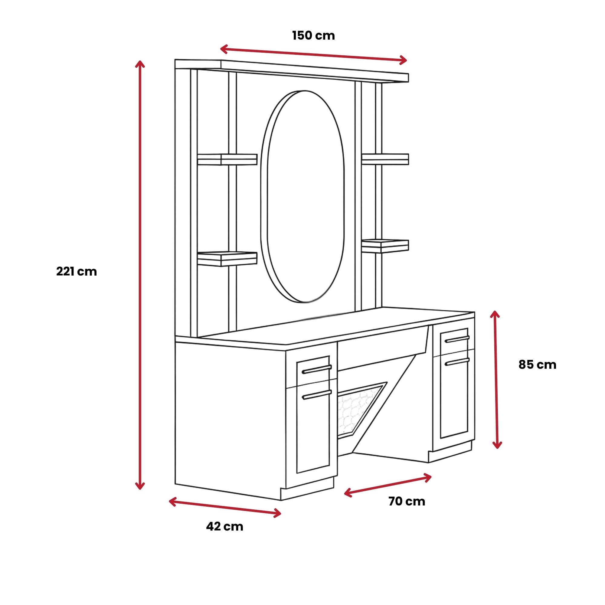 Barber Station Unit - Modern Grey Station with Marble Top & Gold Accents