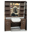 Barber Station Unit - Dark Wood Station With White Countertop Basin
