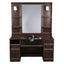 Barber Station Unit - Dark Walnut Finish Station With Black Basin