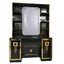 Barber Station Unit - Gloss Black & Gold Station With LED Mirror