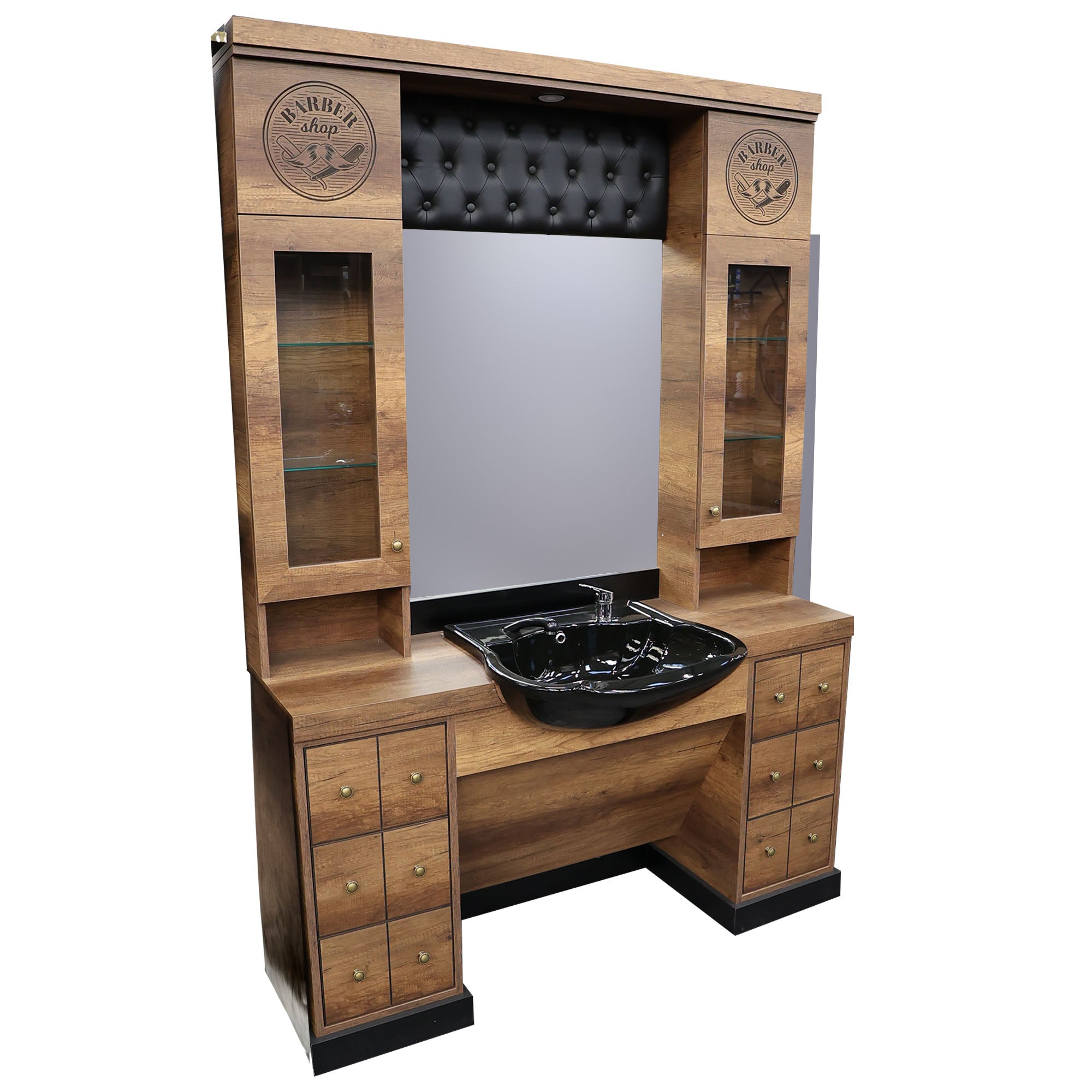 Barber Station Unit - Vintage Station With Chesterfield Style Detail