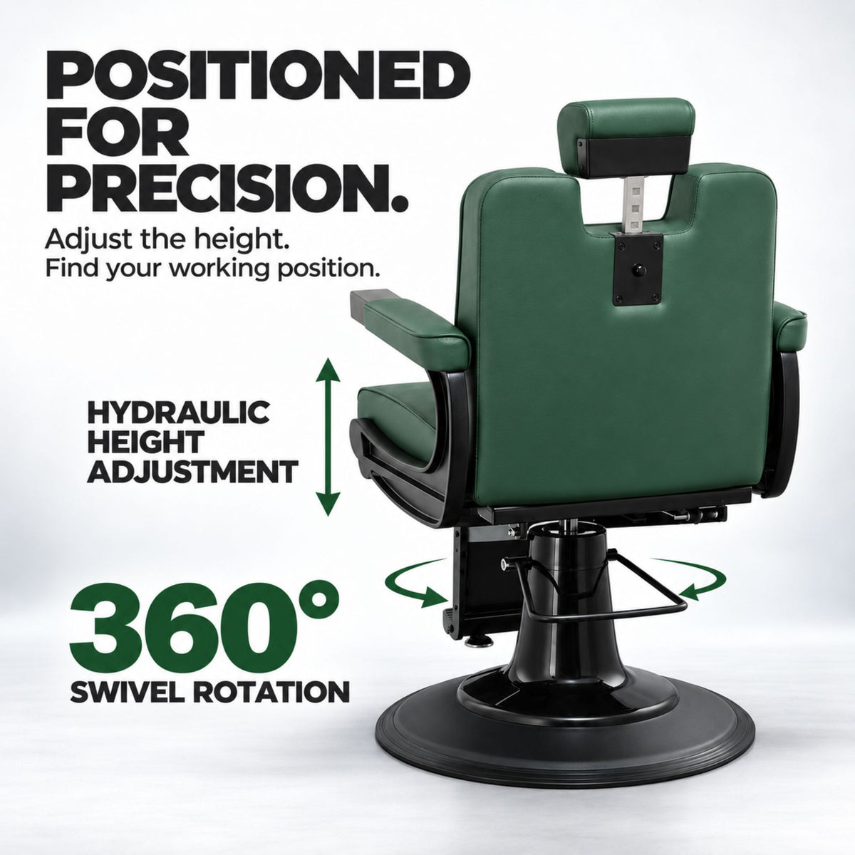 Barber Chair - Retro Green & Matte Black Accents