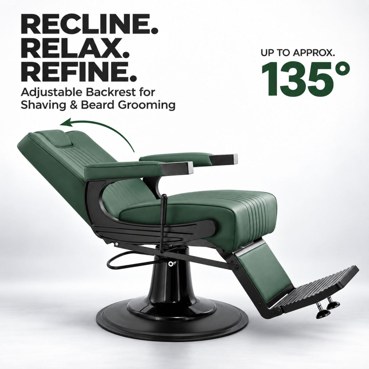 Barber Chair - Retro Green & Matte Black Accents