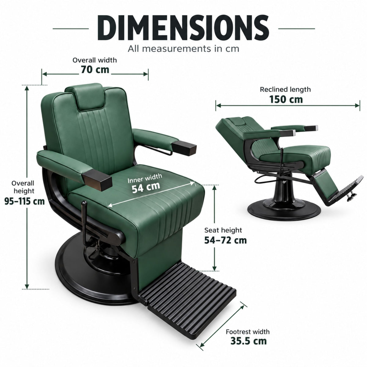 Barber Chair - Retro Green & Matte Black Accents