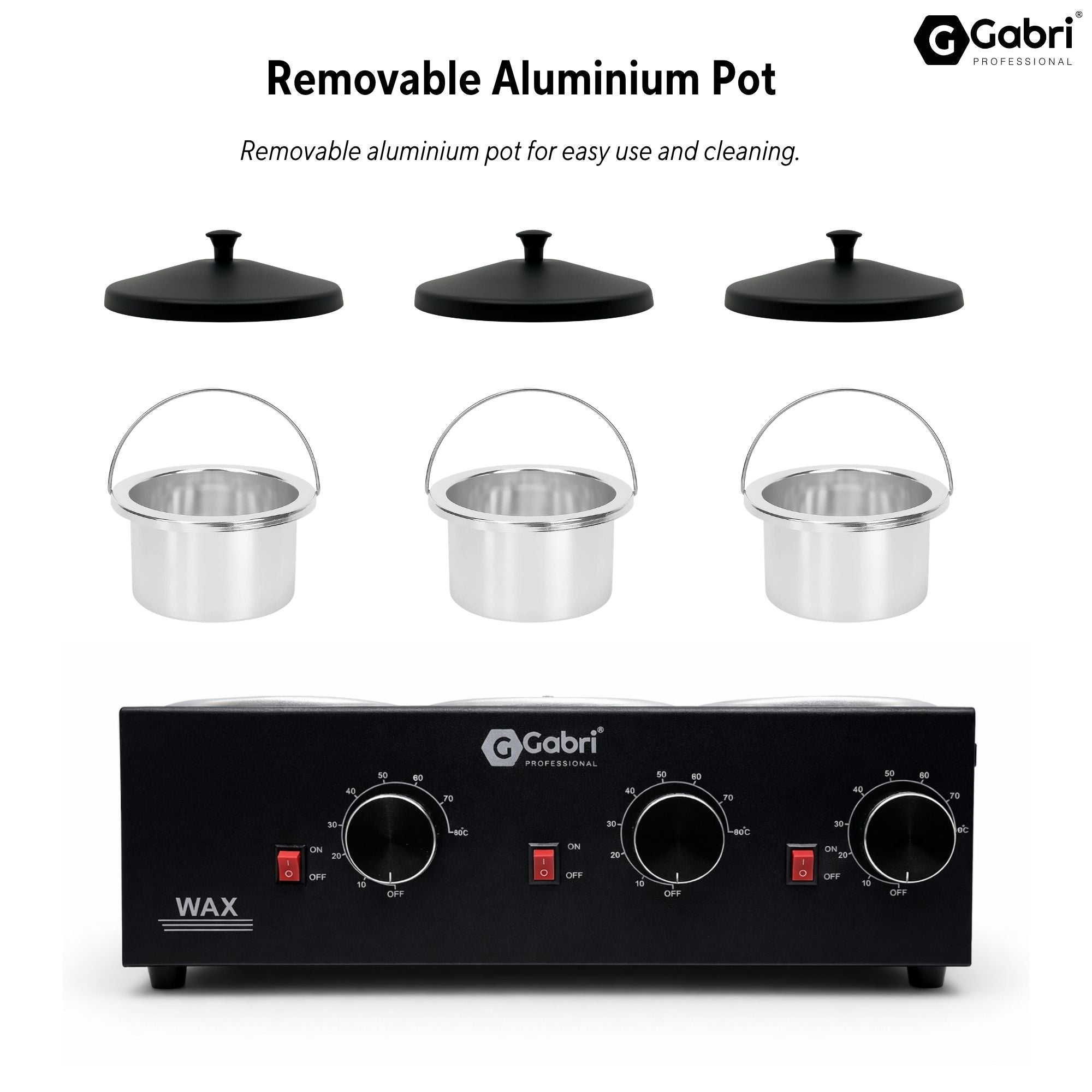 Gabri - 3 Pot Wax Heater Warmer Black