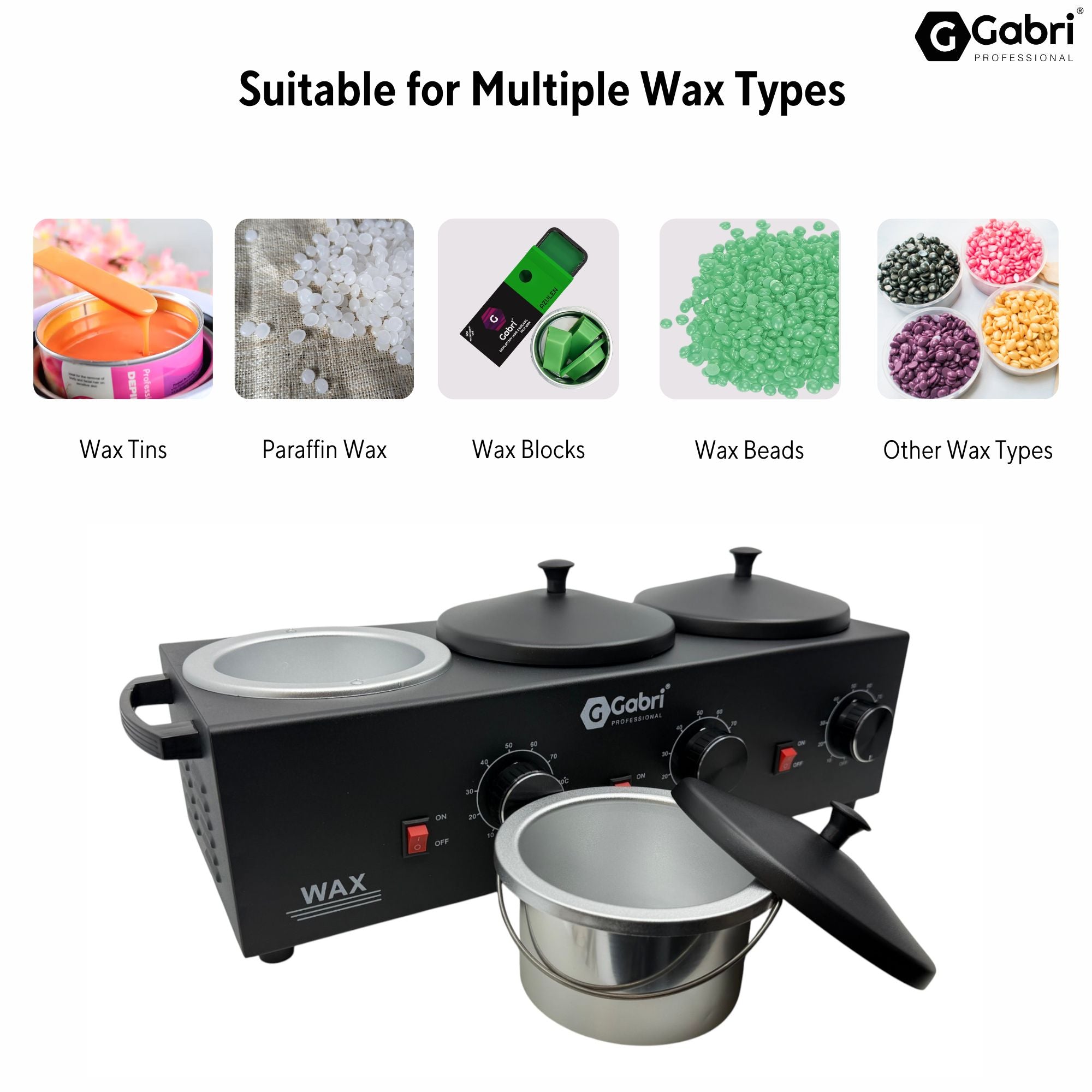 Gabri - 3 Pot Wax Heater Warmer Black