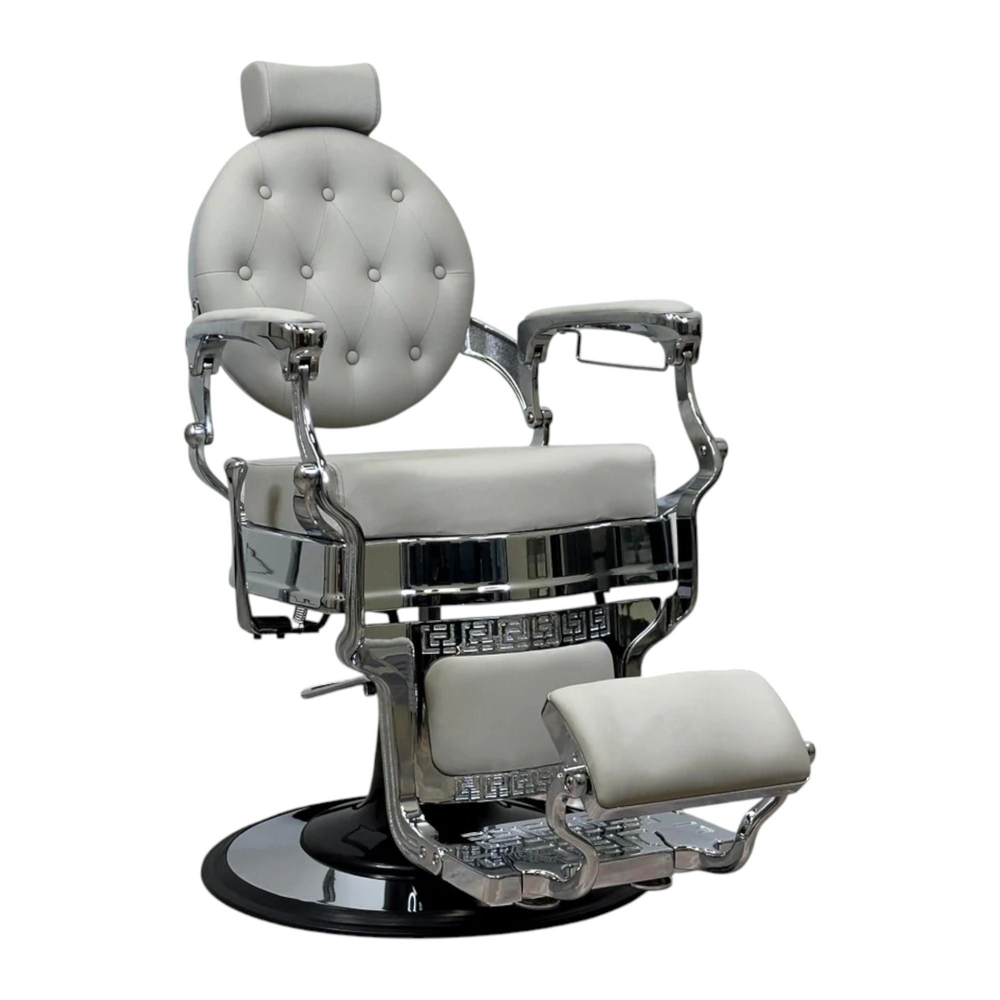 Barber Chair - Vintage Style Grey & Chrome Accents