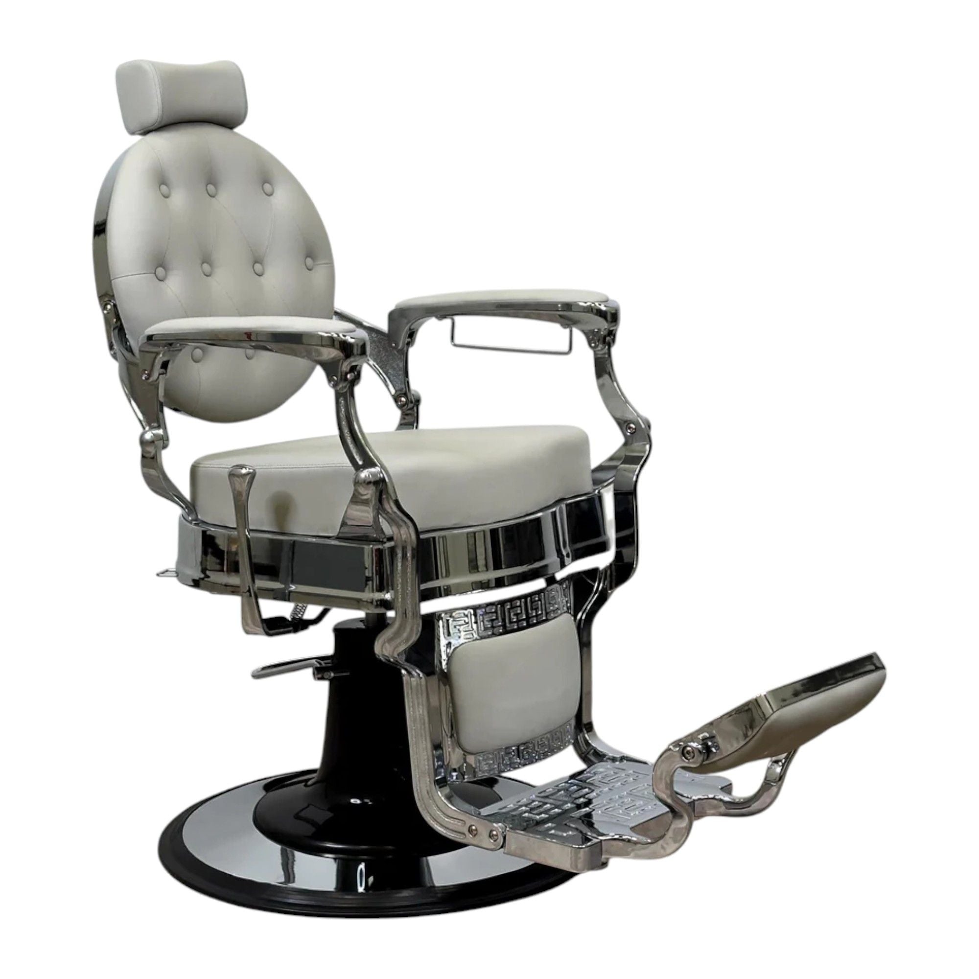 Barber Chair - Vintage Style Grey & Chrome Accents