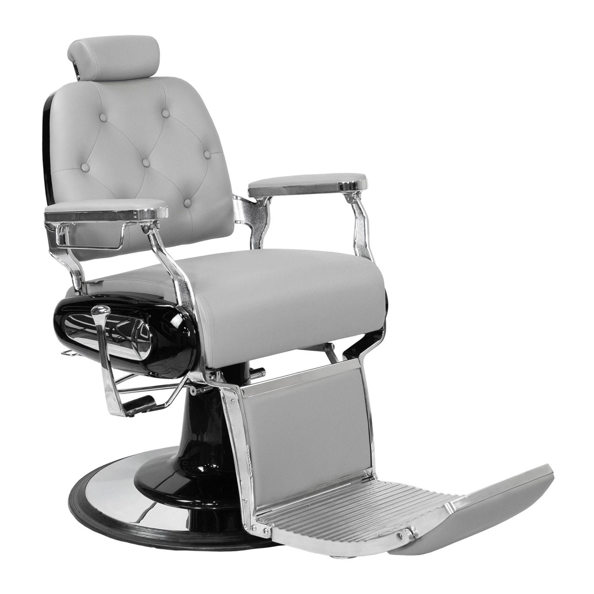 Barber Chair - Luxurious Belmont Grey & Black Accents