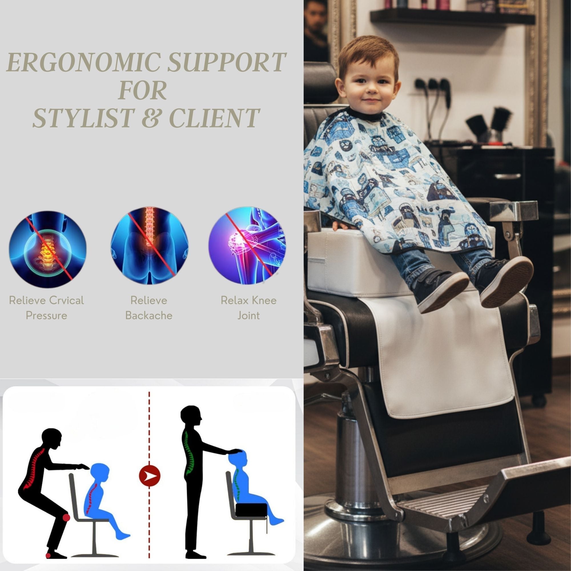 Kids Booster Seats - Professional Salon & Barber Cushion Grey