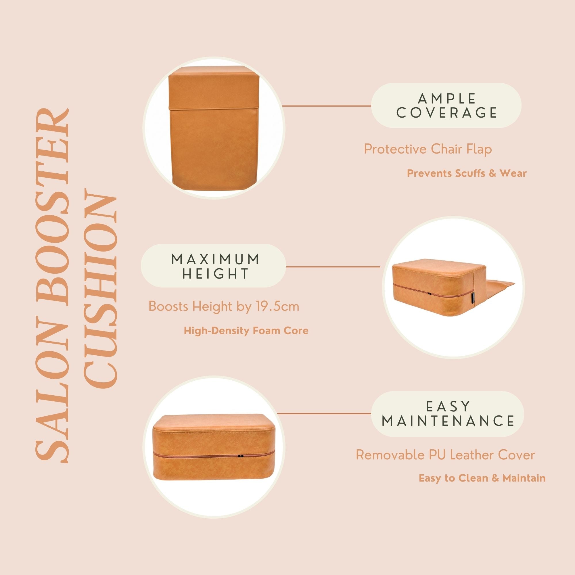 Kids Booster Seats - Professional Salon & Barber Cushion Camel