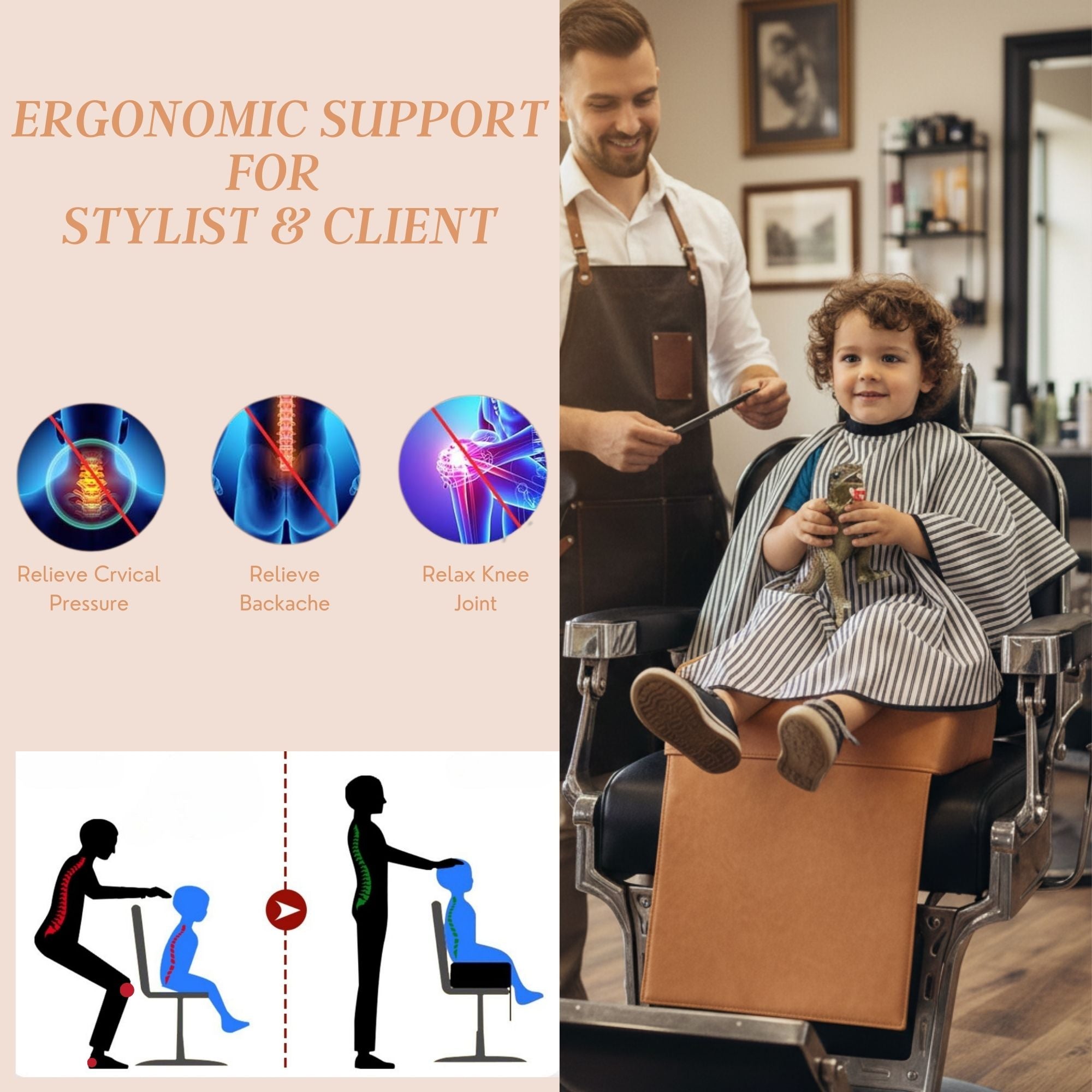 Kids Booster Seats - Professional Salon & Barber Cushion Camel