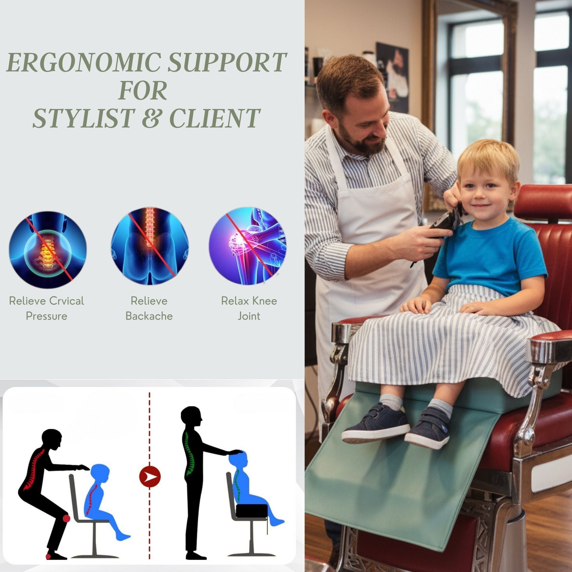 Kids Booster Seats - Professional Salon & Barber Cushion Green