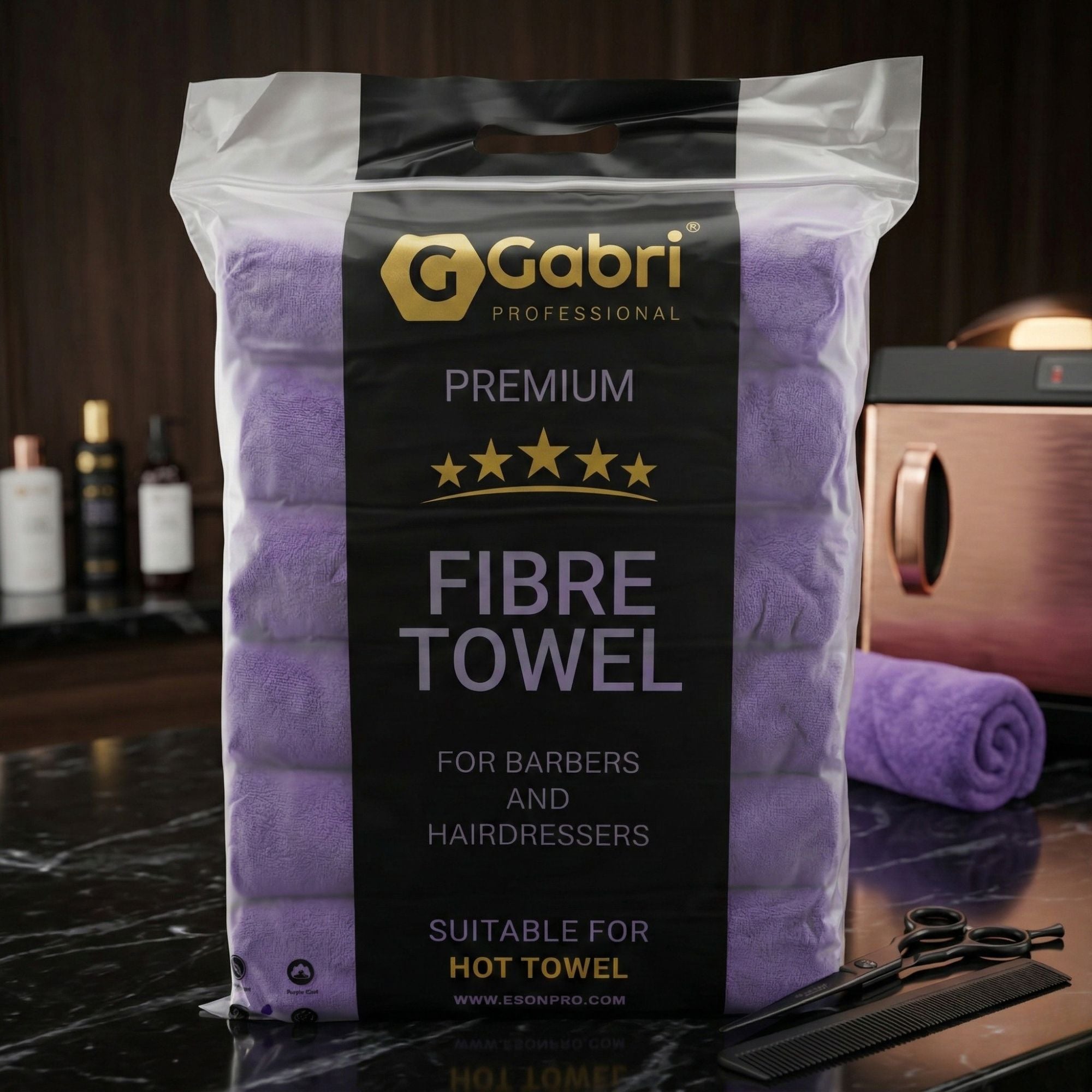 Gabri - Premium Salon Fibre Towel Royal Purple (Pack of 6)