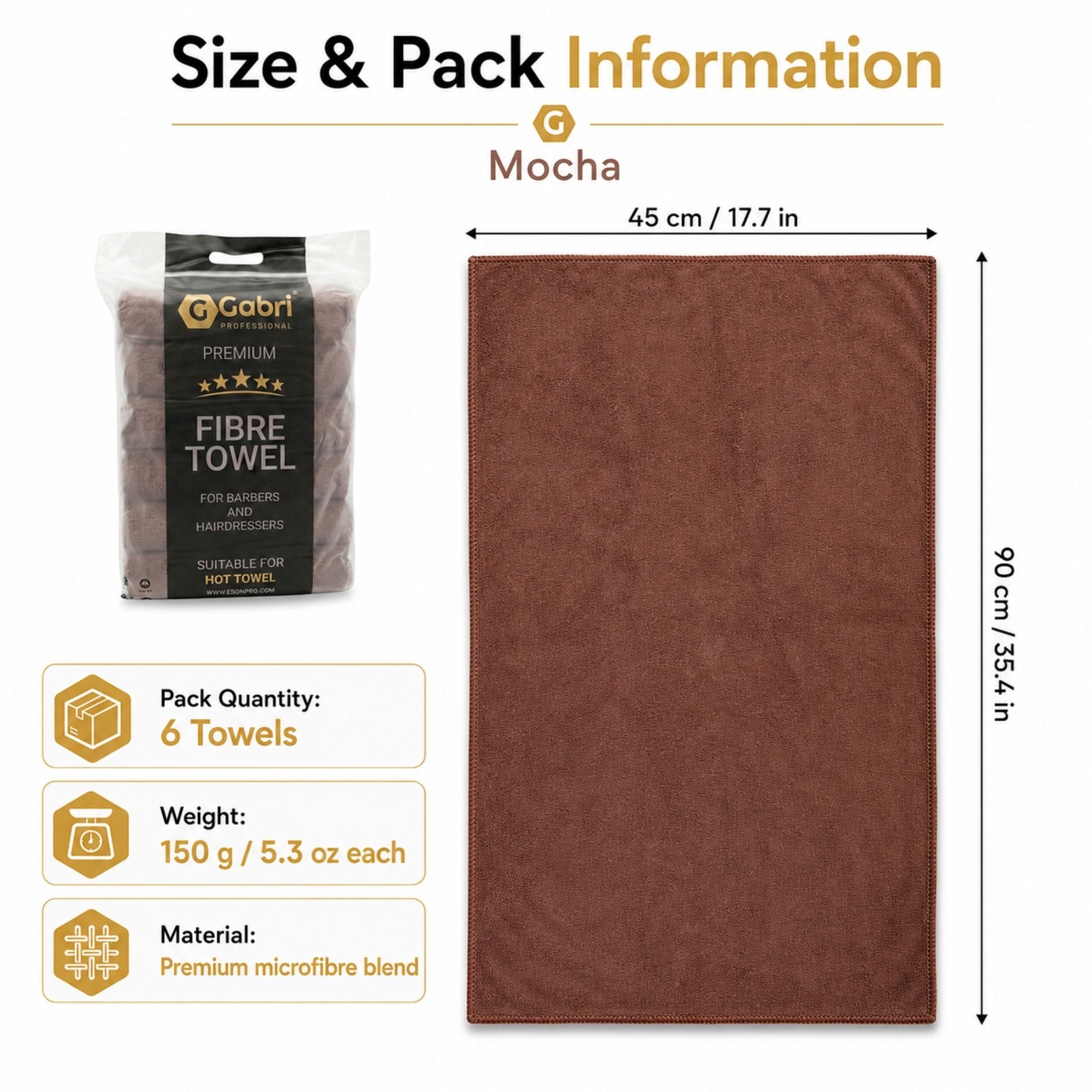 Gabri - Premium Salon Fibre Towel Mocha (Pack of 6)