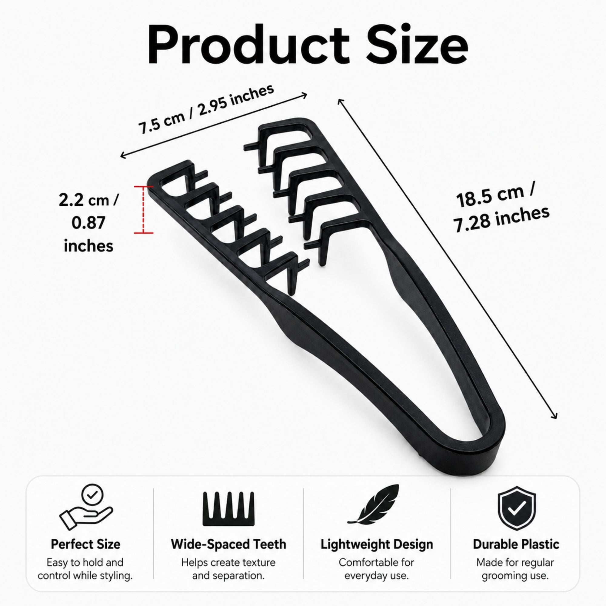 Gabri - Professional Wide-Tooth Texturising & Root Lift Comb Black