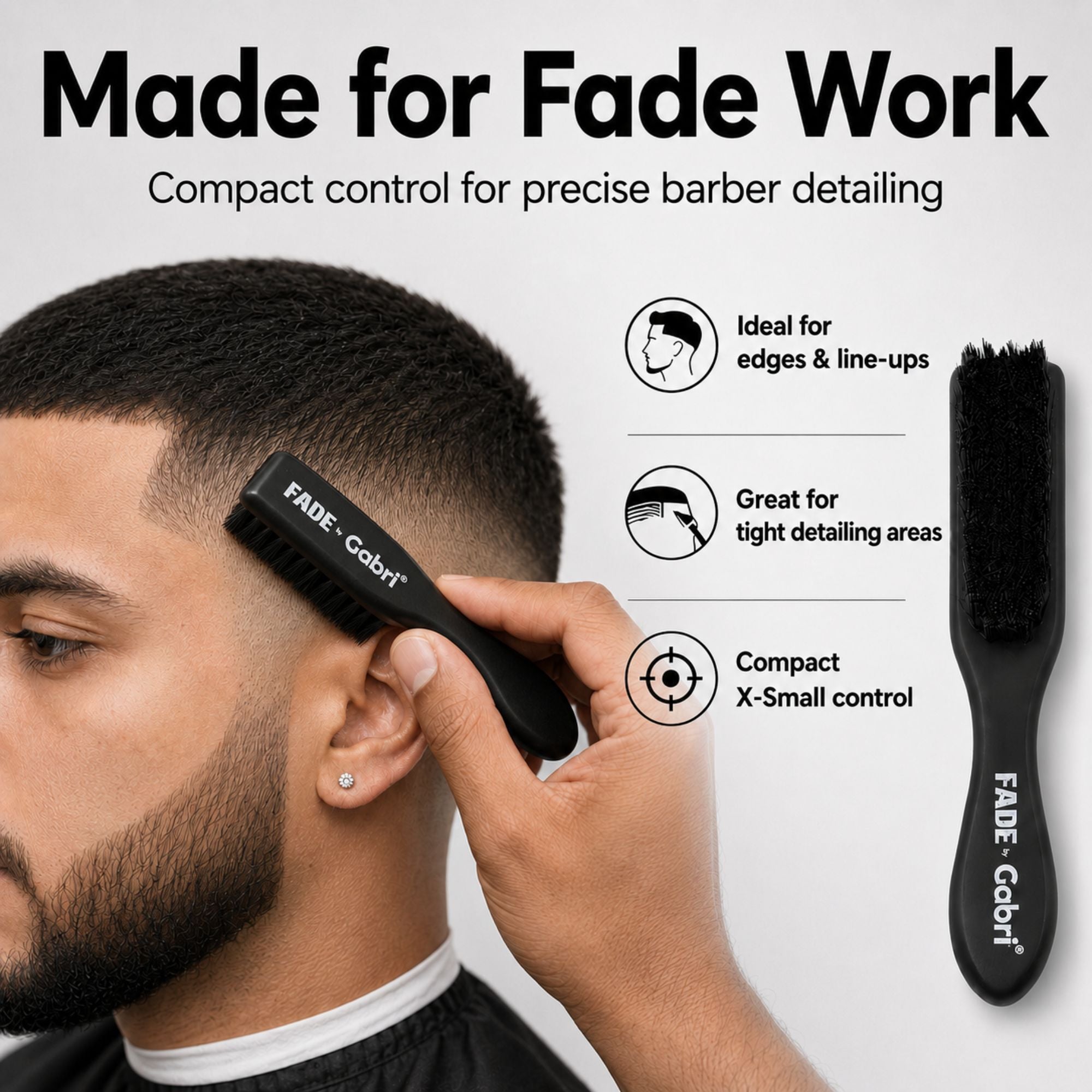 Gabri - Skin Fade Brush Black Wooden Soft Fader X-Small