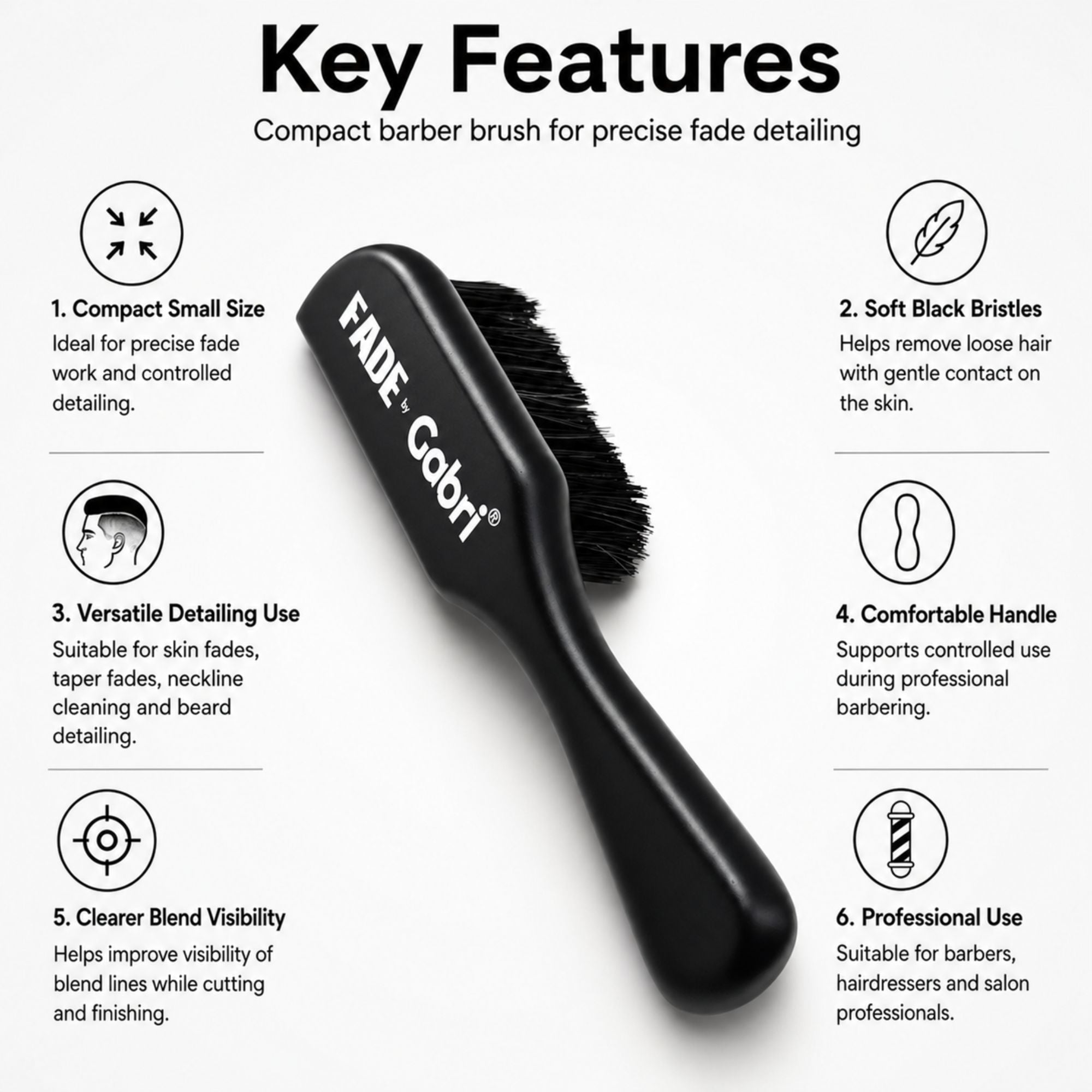Gabri - Skin Fade Brush Black Wooden Soft Fader Small