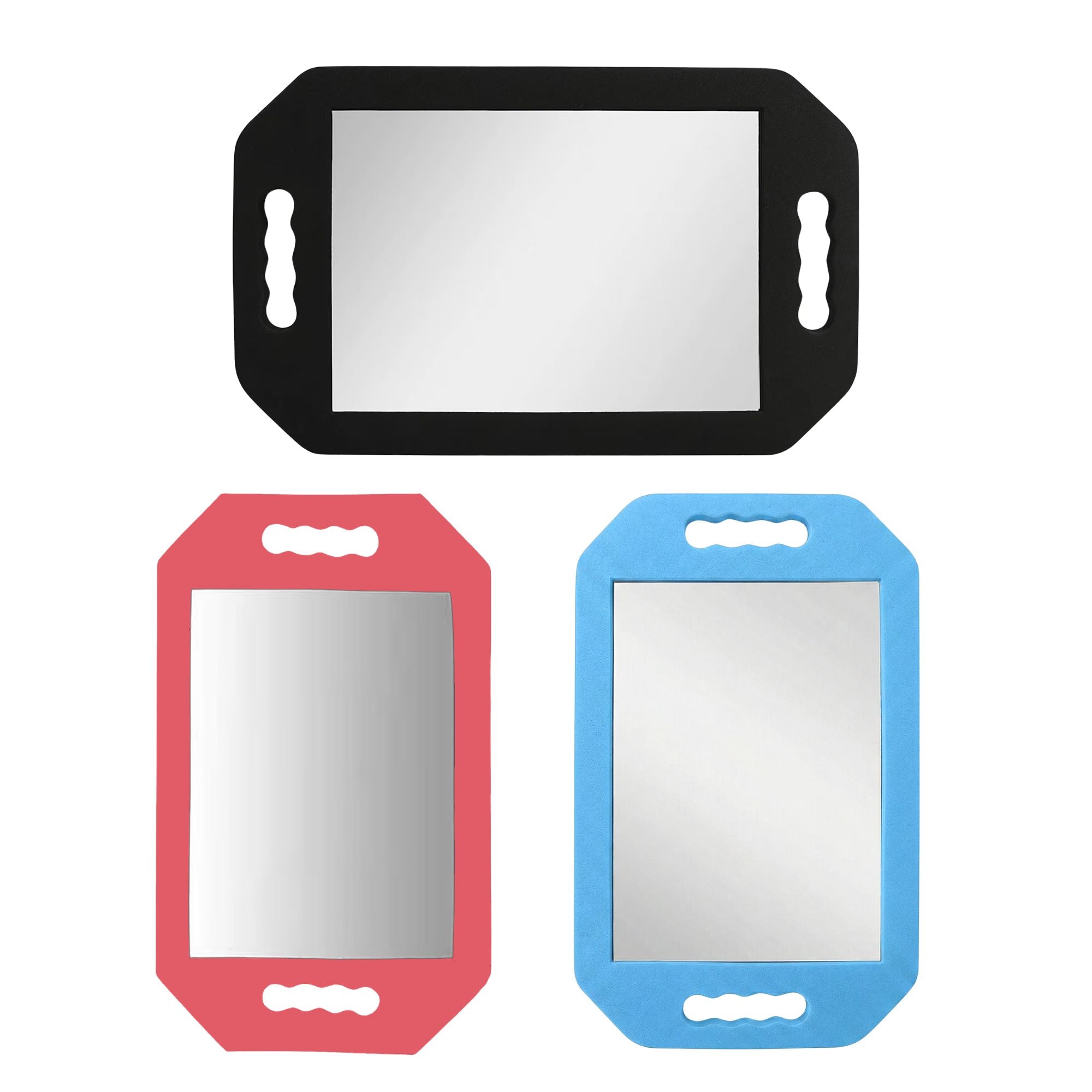 Eson - Salon Mirror Two Handed Foam Blue 41x25cm