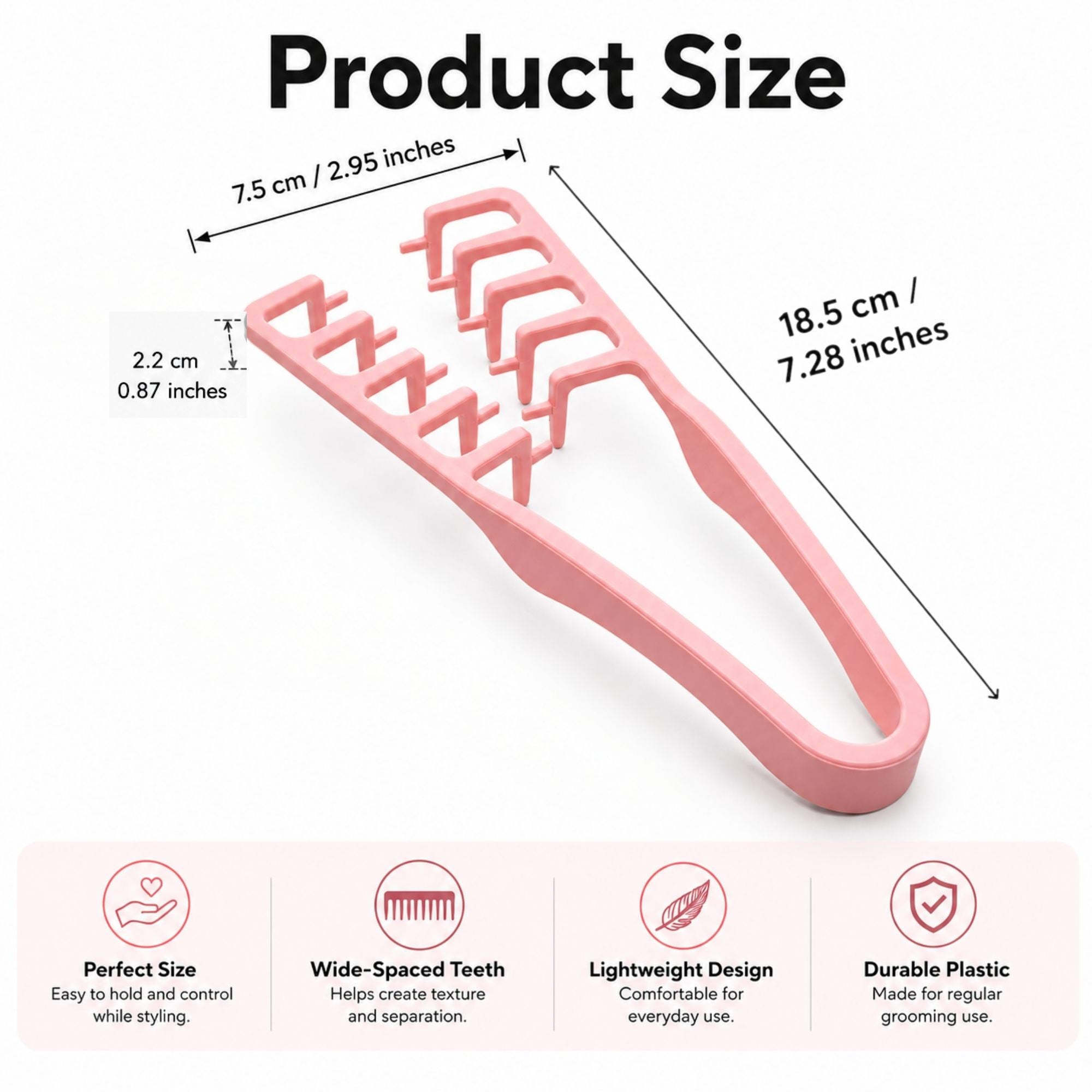 Gabri - Professional Wide-Tooth Texturising & Root Lift Comb Pink
