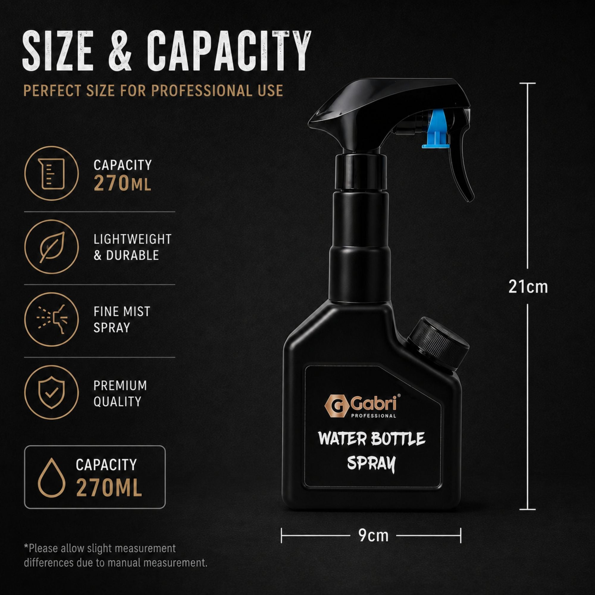 Gabri -  Water Bottle Spray Black 270ml