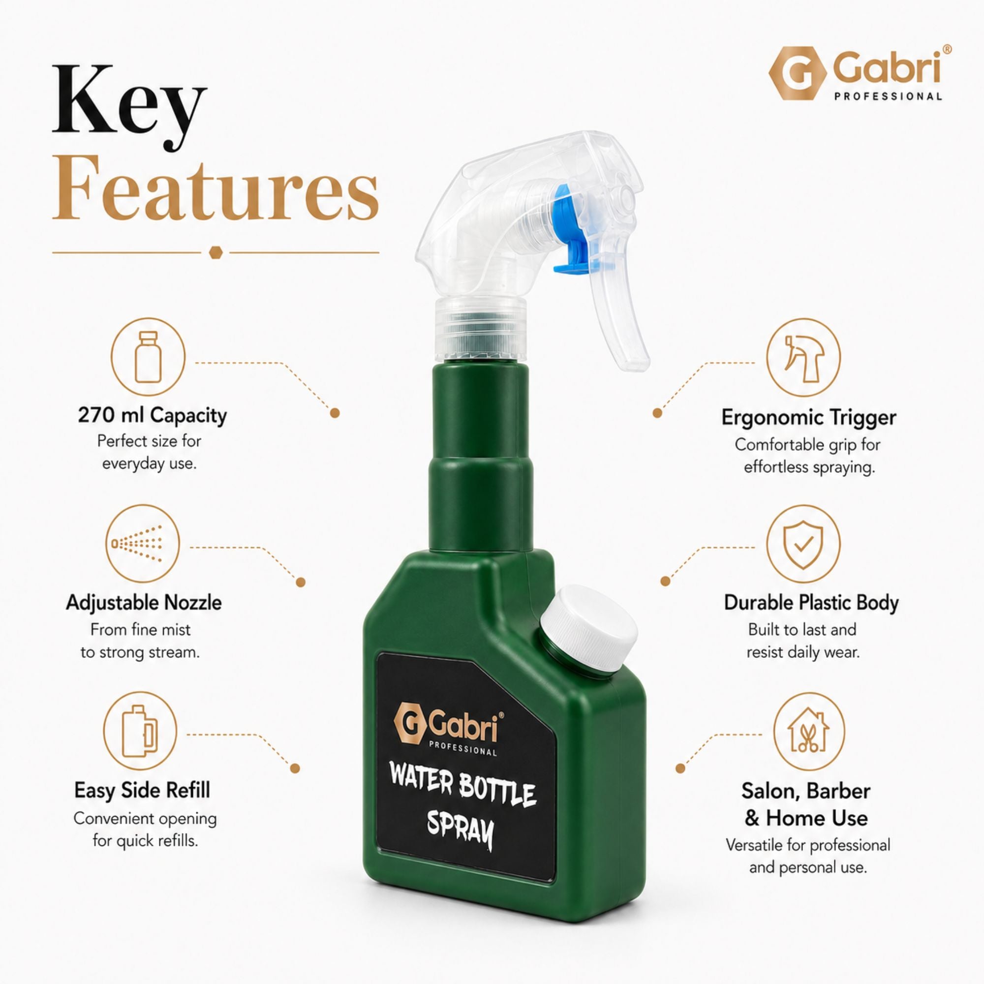 Gabri -  Water Bottle Spray Green 270ml