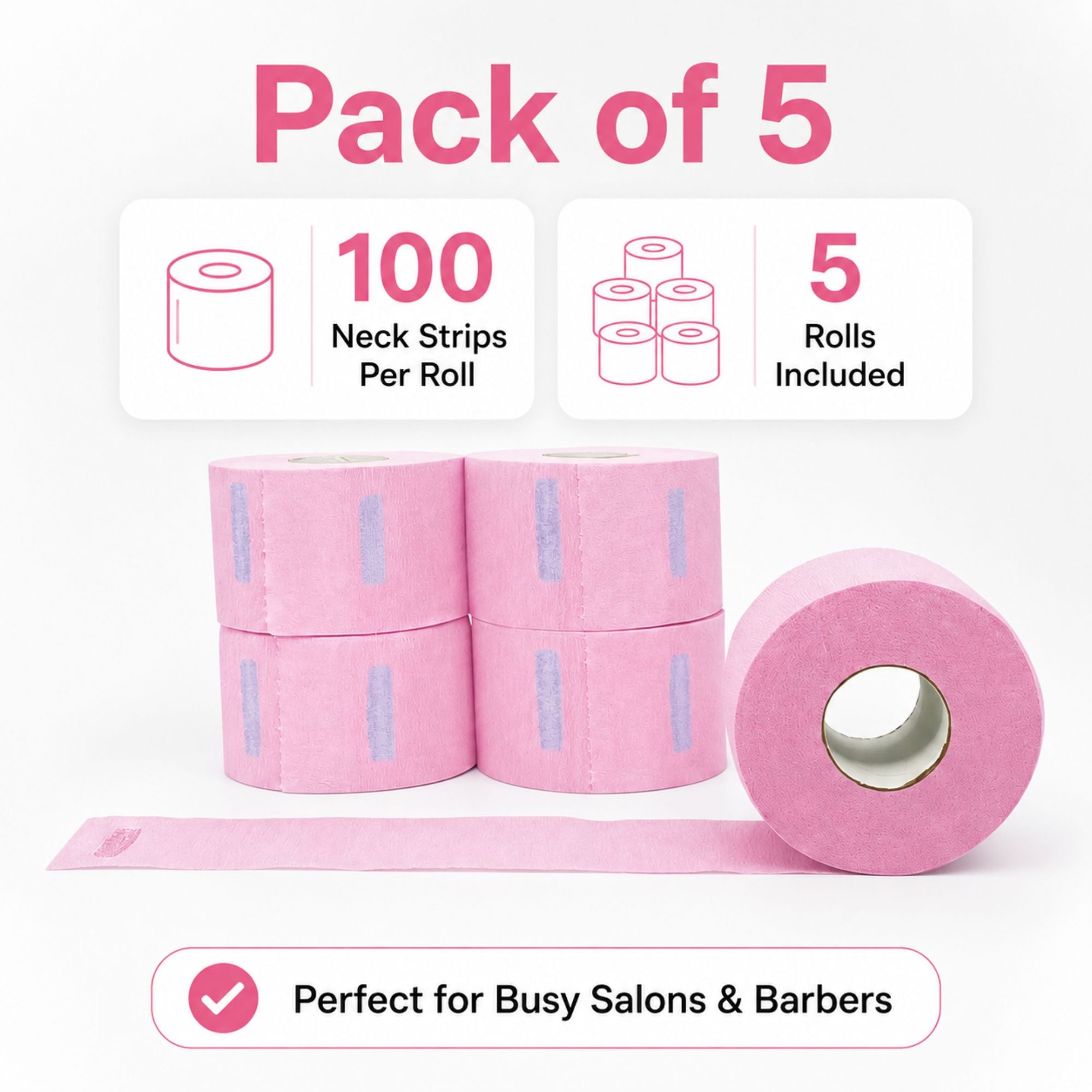 Gabri - Professional Disposable Neck Strips Pink (Pack of 5)