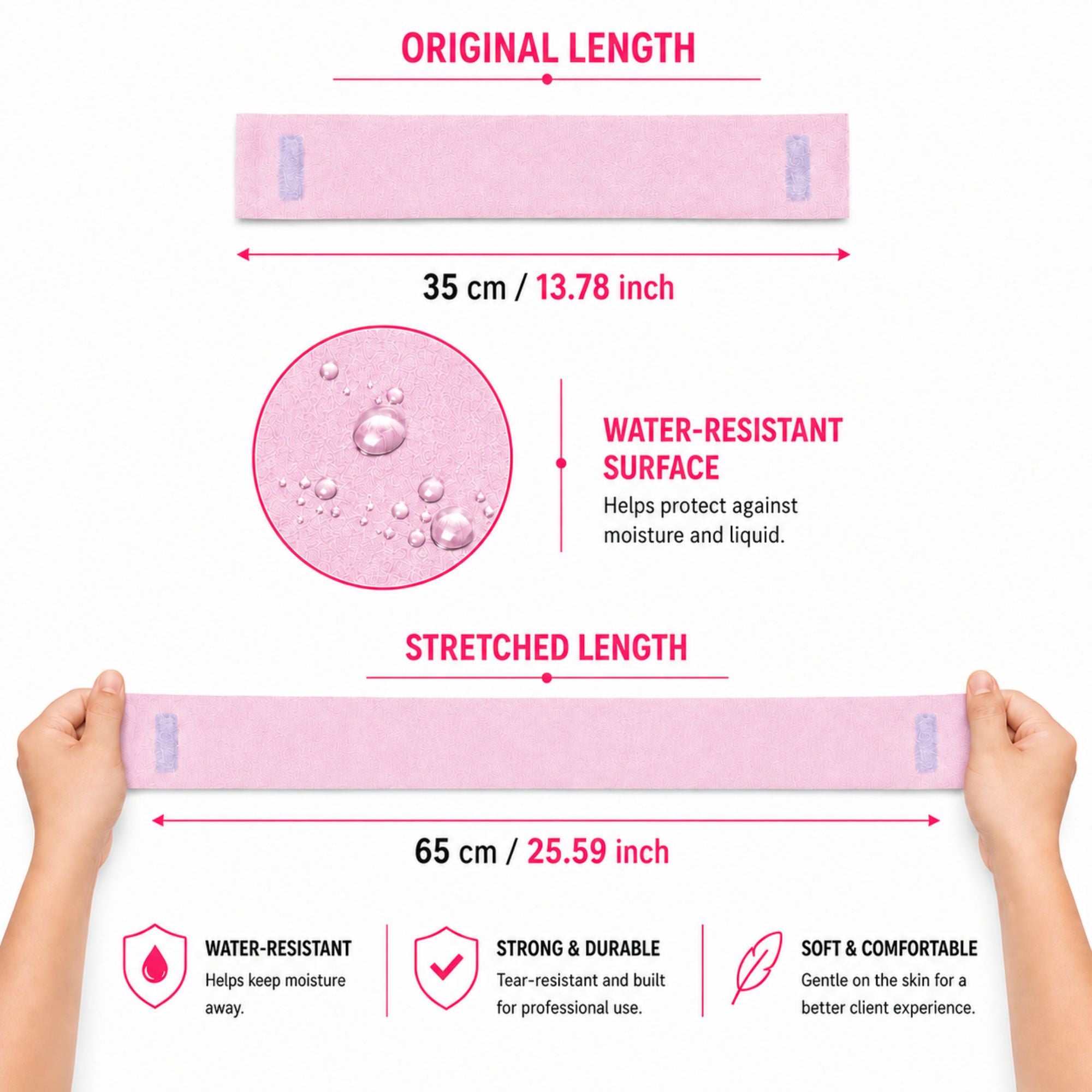 Gabri - Professional Disposable Neck Strips Pink (Pack of 5)