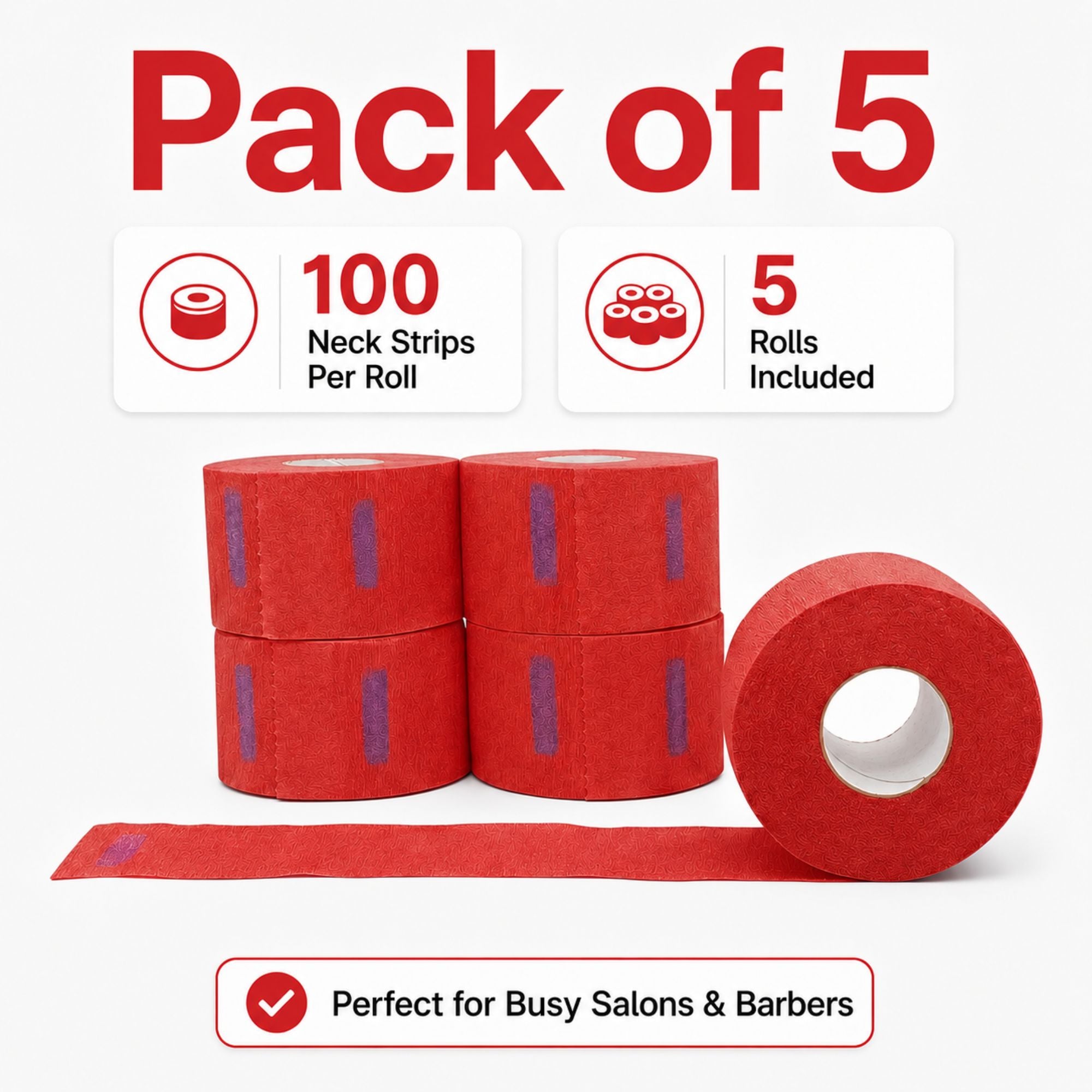 Gabri - Professional Disposable Neck Strips Red (Pack of 5)
