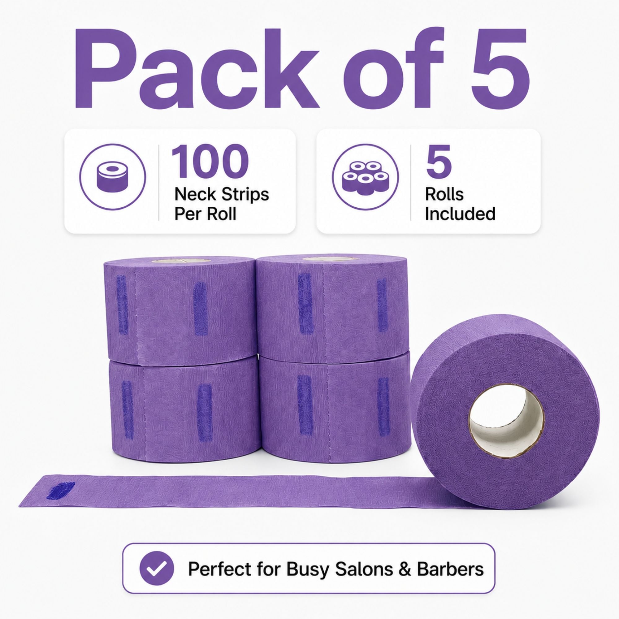 Gabri - Professional Disposable Neck Strips Purple (Pack of 5)